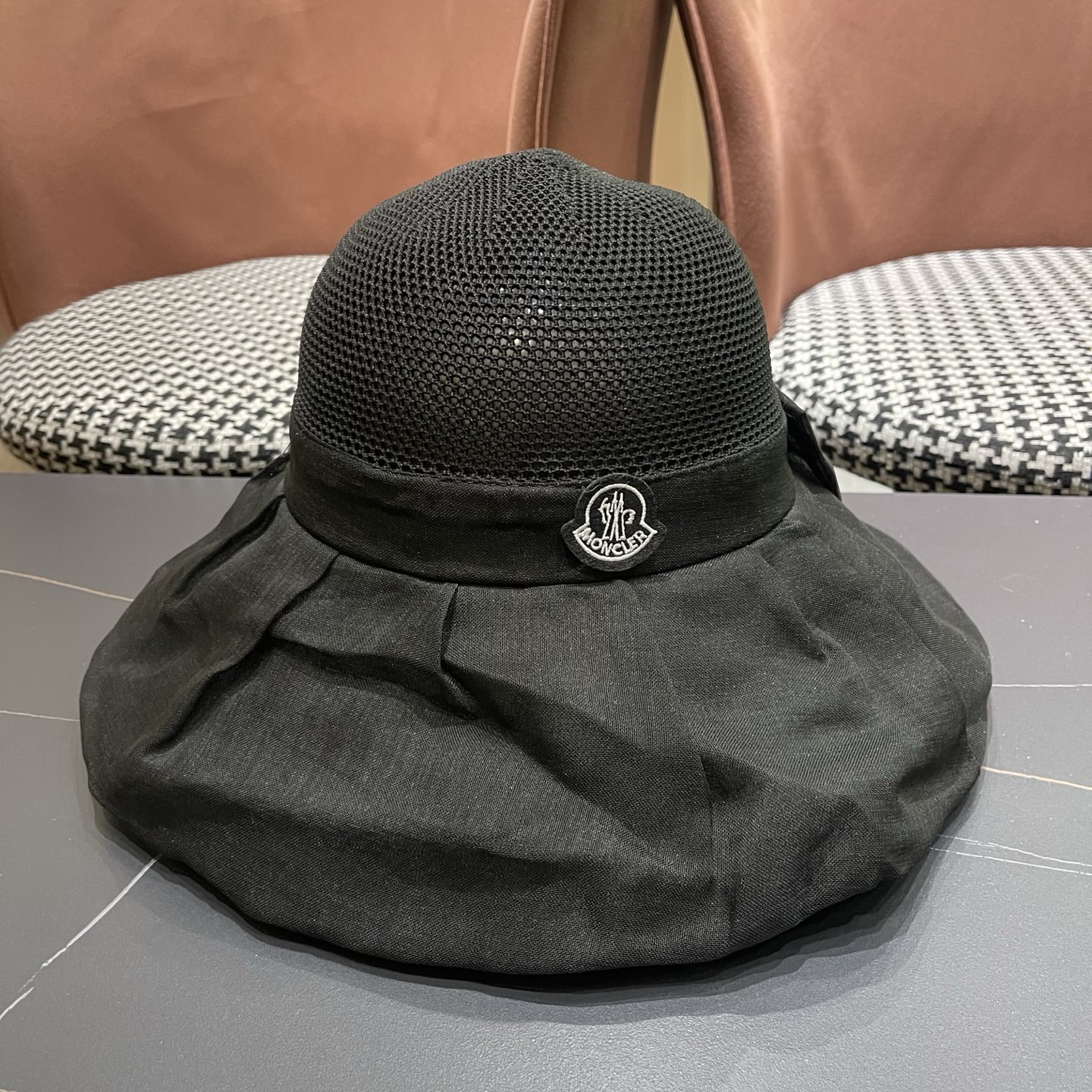 MONCLER（蒙口）帽子女夏遮阳防晒防紫外线渔夫帽遮脸太阳帽大檐户外骑行海边游玩