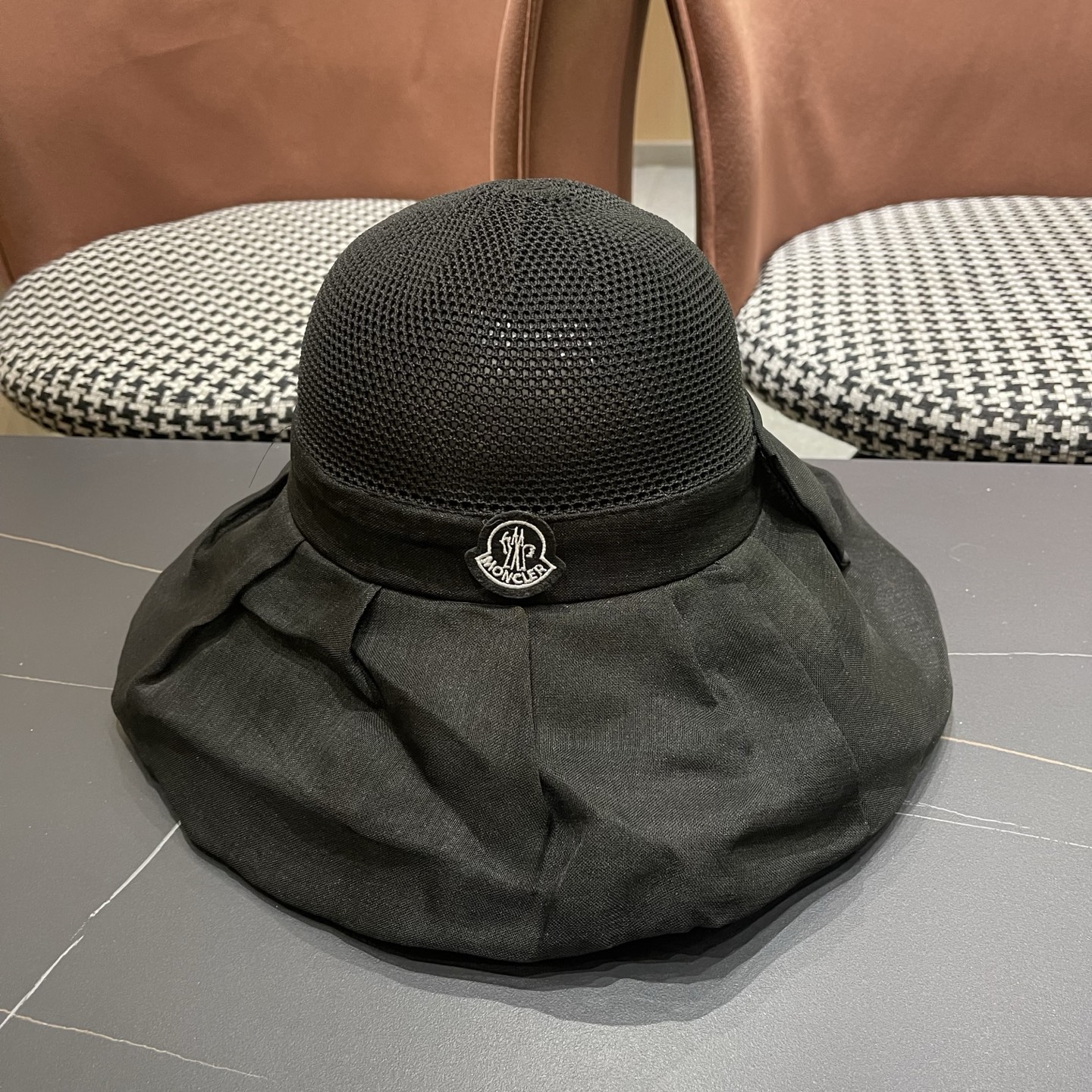 MONCLER（蒙口）帽子女夏遮阳防晒防紫外线渔夫帽遮脸太阳帽大檐户外骑行海边游玩