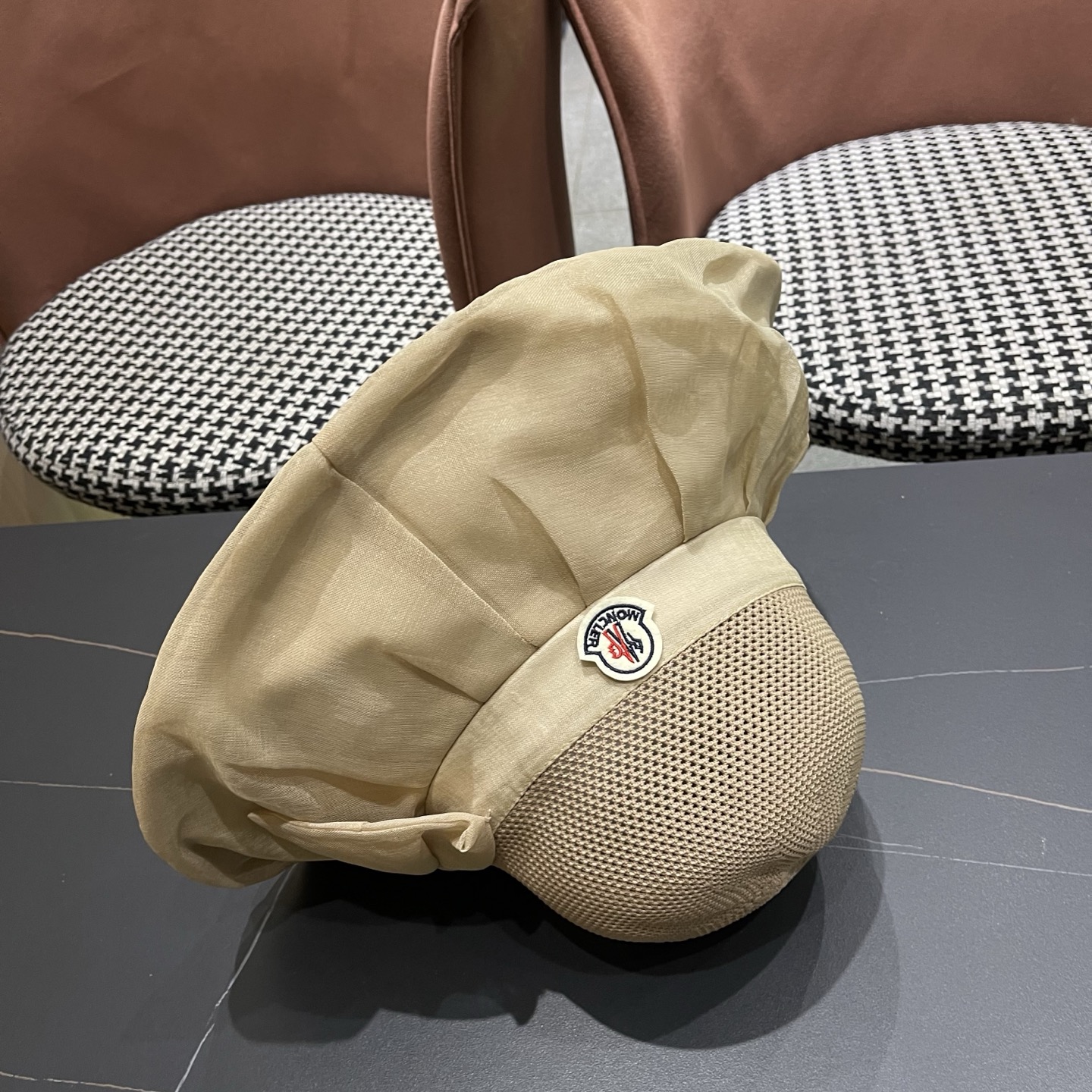 MONCLER（蒙口）帽子女夏遮阳防晒防紫外线渔夫帽遮脸太阳帽大檐户外骑行海边游玩