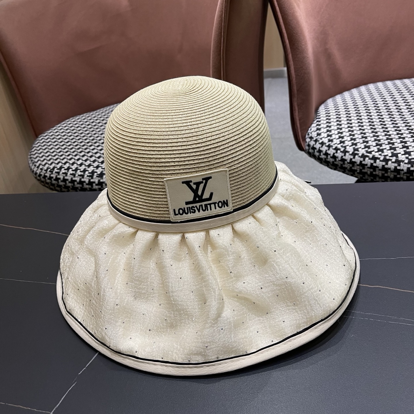 LV路易威登 夏季太阳帽女遮脸防紫外线大檐防晒遮阳帽骑行户外渔夫帽
