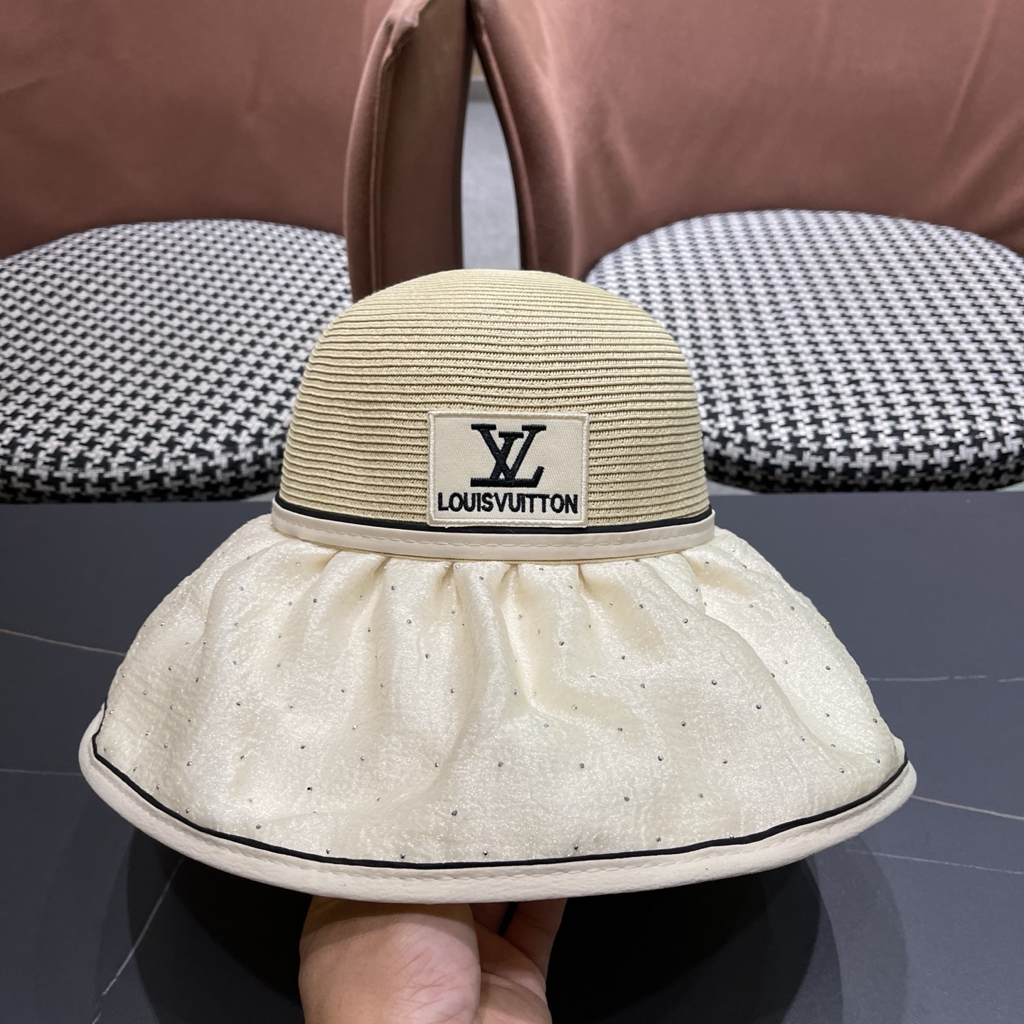 LV路易威登 夏季太阳帽女遮脸防紫外线大檐防晒遮阳帽骑行户外渔夫帽