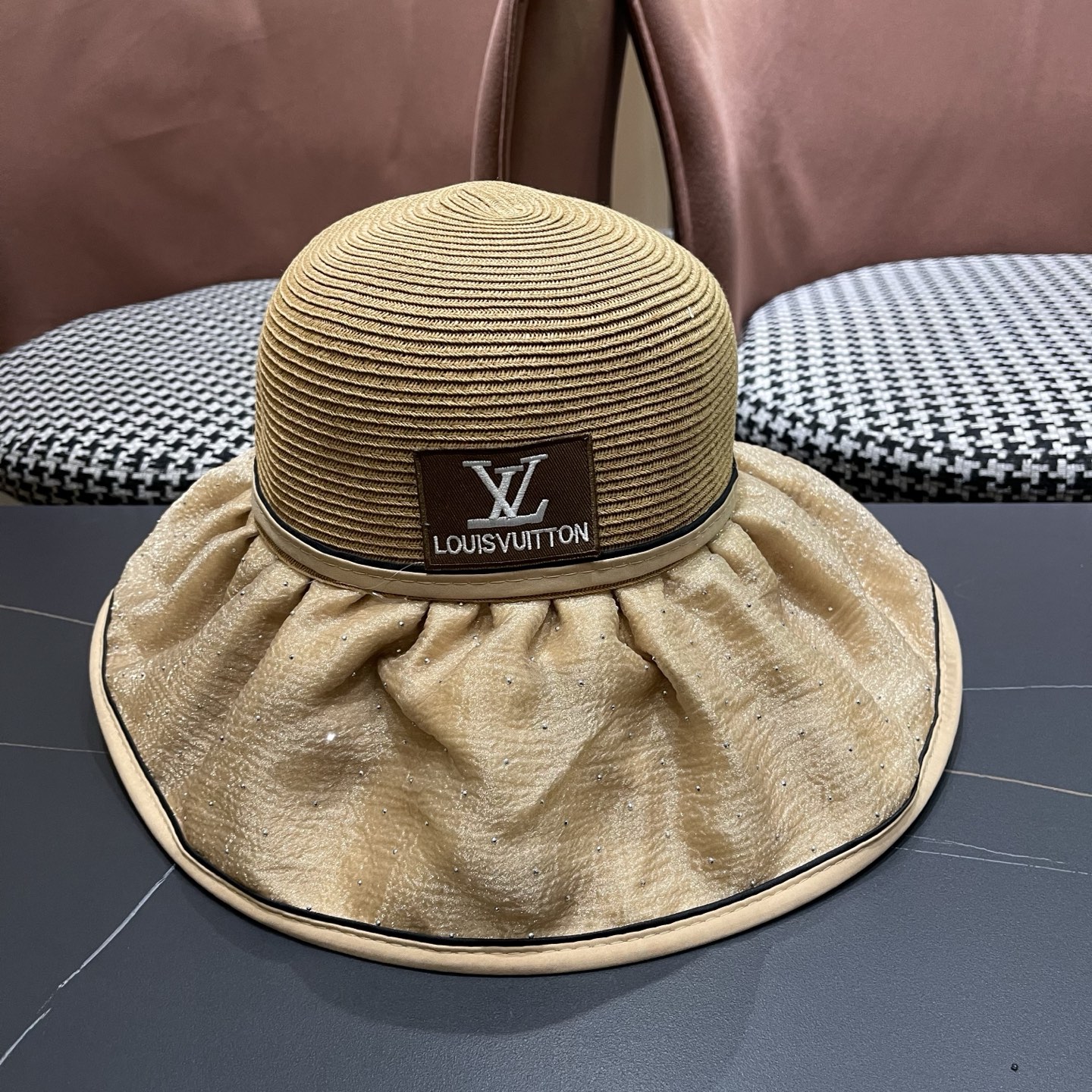LV路易威登 夏季太阳帽女遮脸防紫外线大檐防晒遮阳帽骑行户外渔夫帽