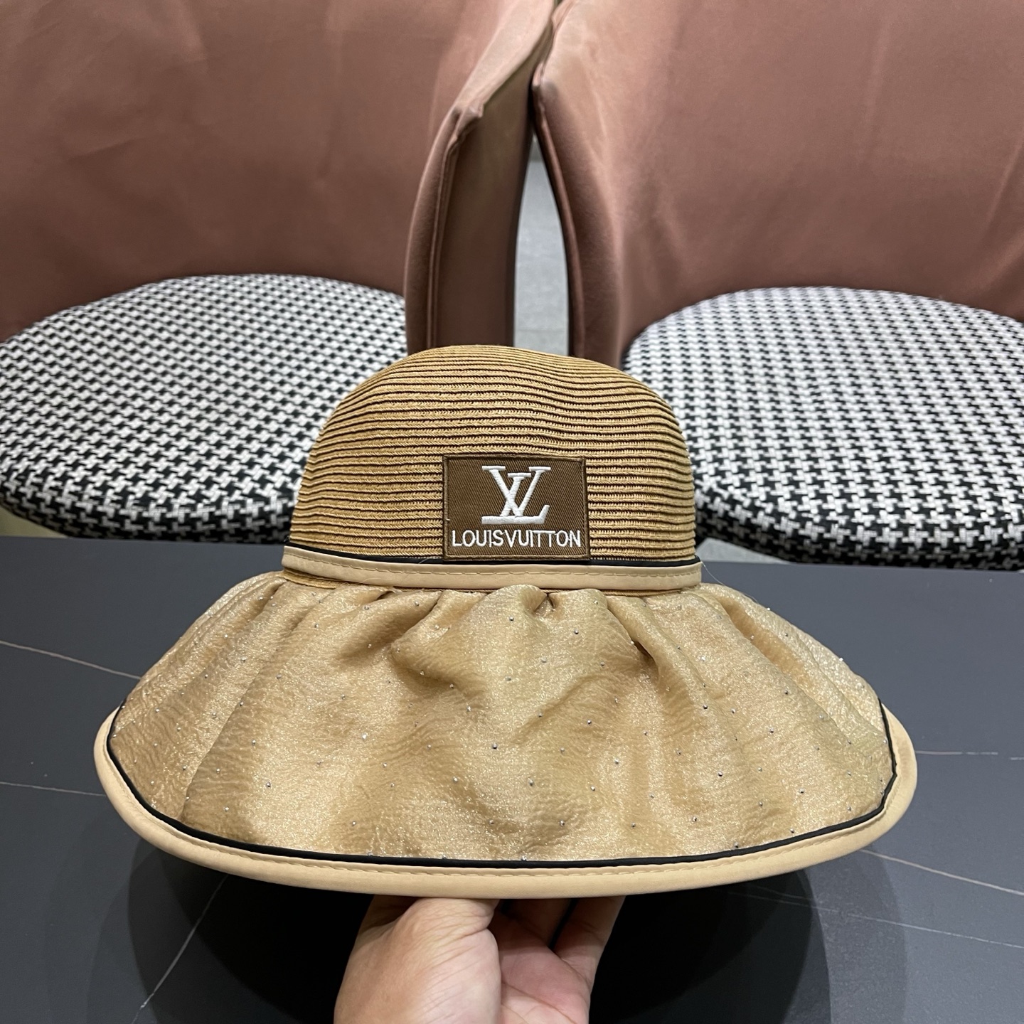 LV路易威登 夏季太阳帽女遮脸防紫外线大檐防晒遮阳帽骑行户外渔夫帽
