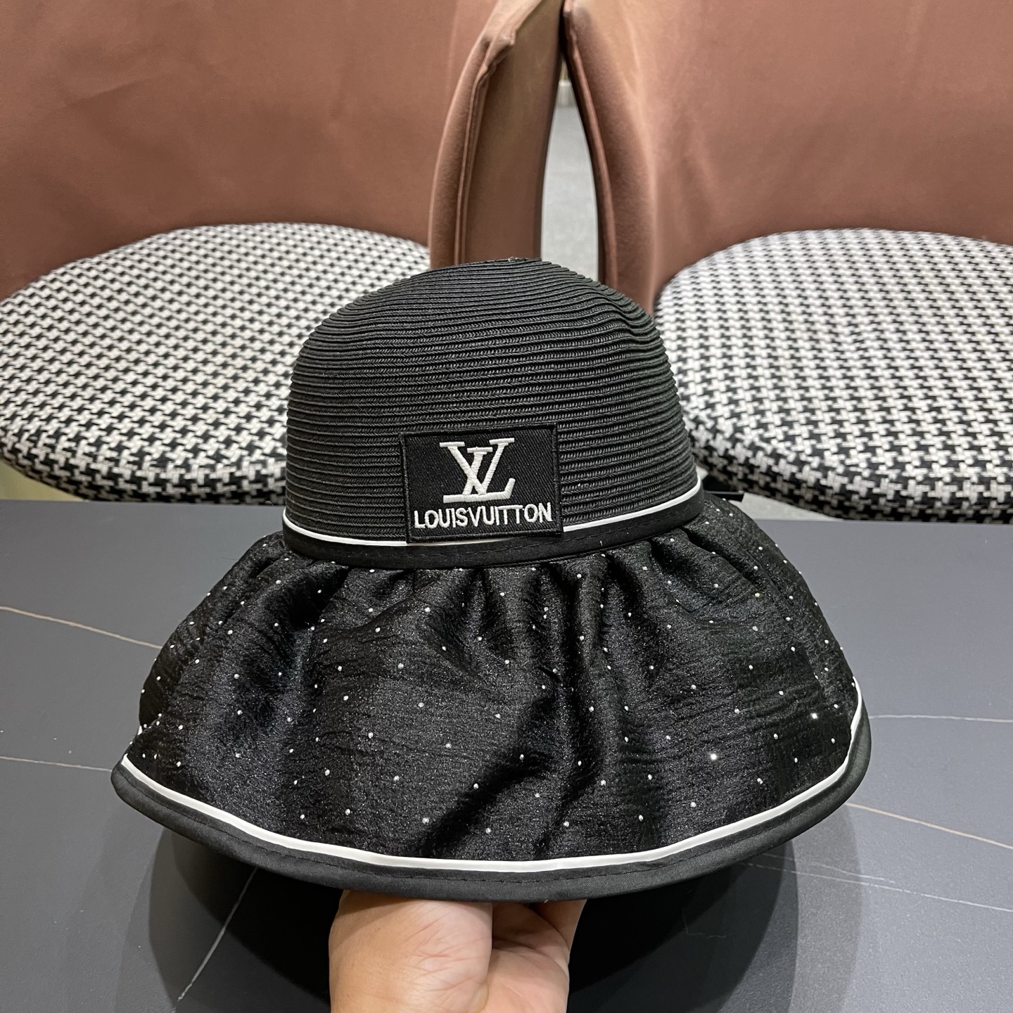 LV路易威登 夏季太阳帽女遮脸防紫外线大檐防晒遮阳帽骑行户外渔夫帽