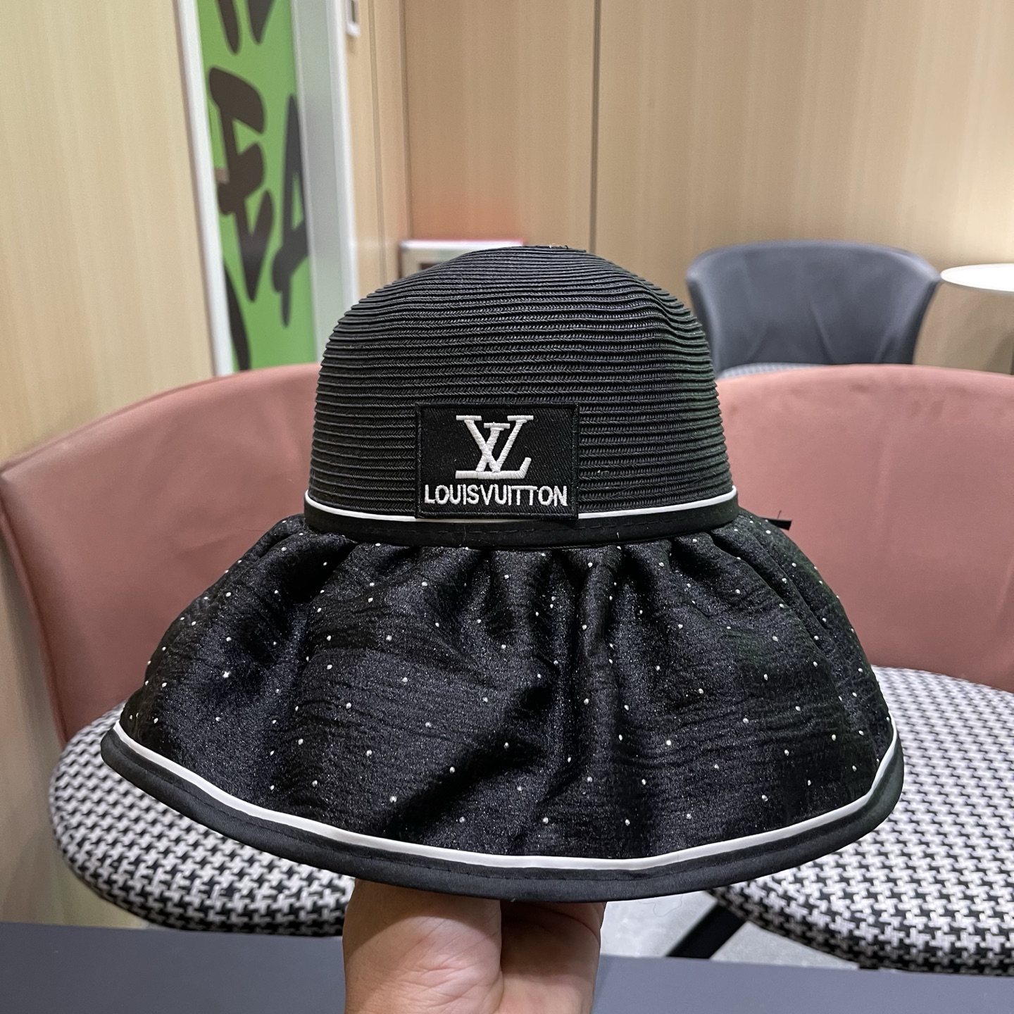 LV路易威登 夏季太阳帽女遮脸防紫外线大檐防晒遮阳帽骑行户外渔夫帽