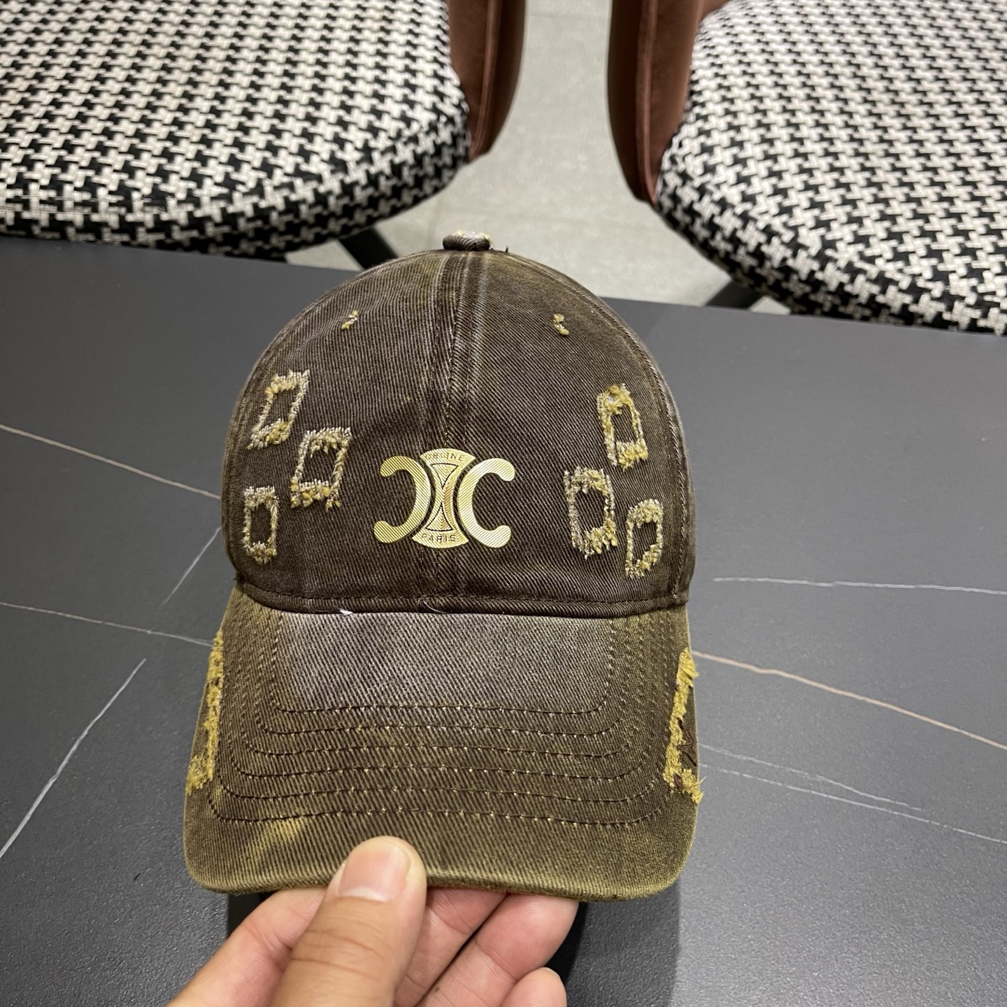 Celine 赛琳韩版复古水洗做旧棒球帽子男女潮流个性百搭软顶显脸小遮阳鸭舌帽