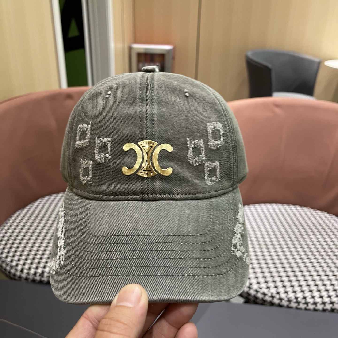 Celine 赛琳韩版复古水洗做旧棒球帽子男女潮流个性百搭软顶显脸小遮阳鸭舌帽