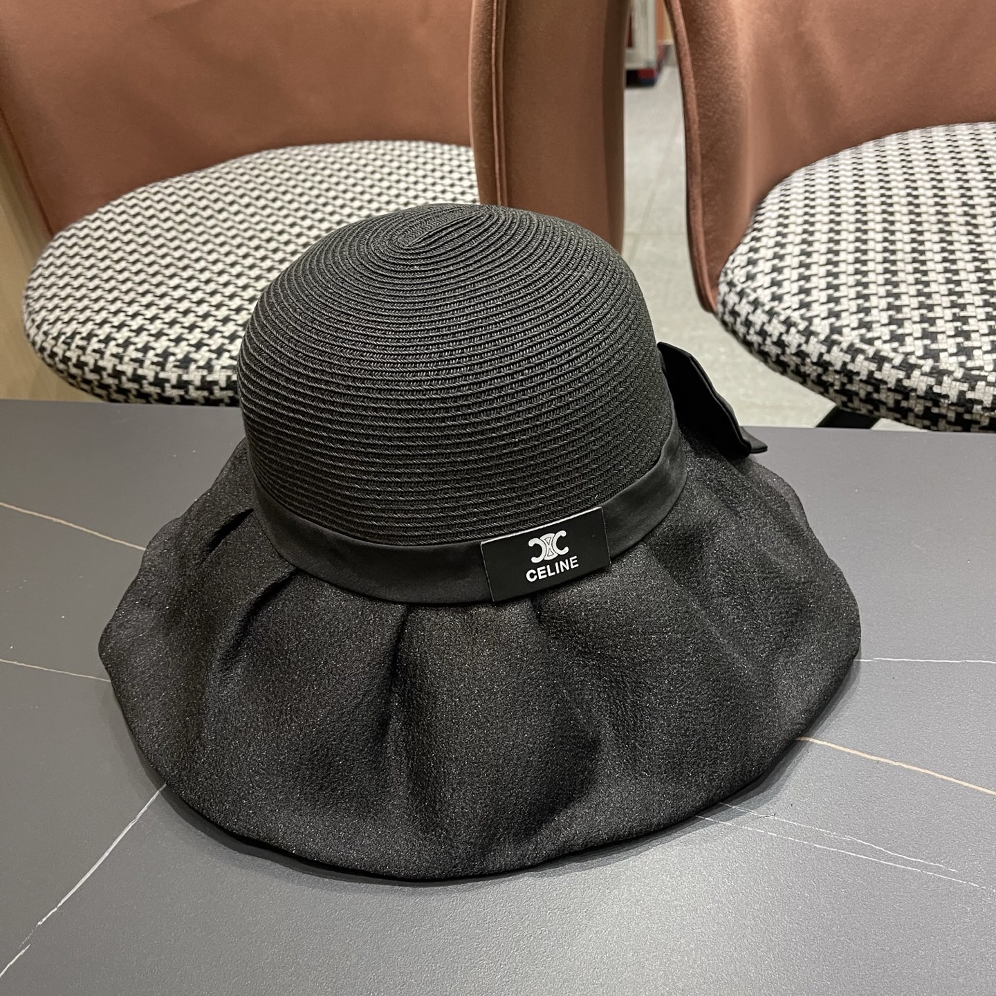 Celine 赛琳新款遮阳渔夫帽防晒沙滩潮女蝴蝶结大檐帽子好看