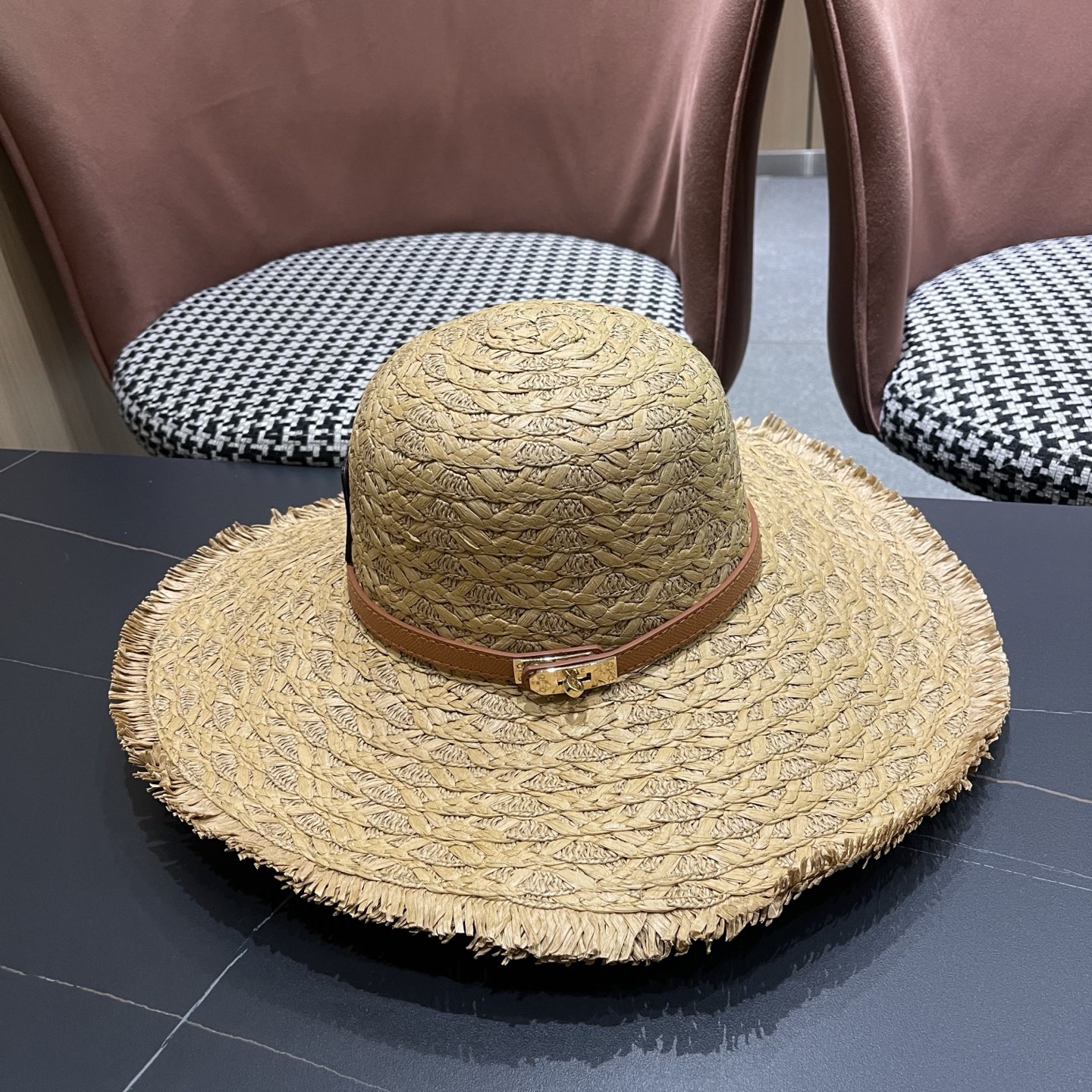 Dior香奈儿 法式旅游草帽女夏大帽檐遮阳防晒帽海边沙滩帽度假草编帽子太阳帽