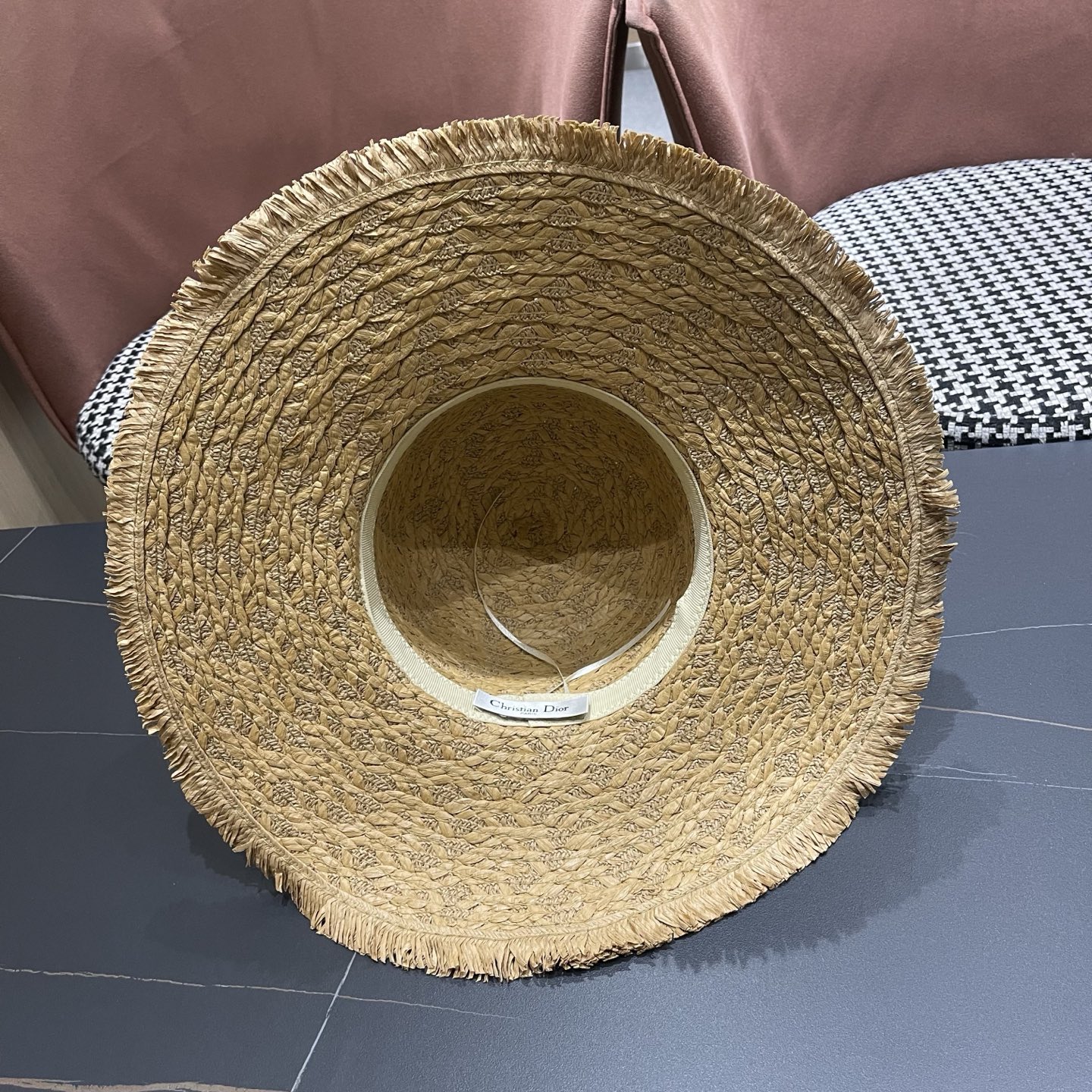 Dior香奈儿 法式旅游草帽女夏大帽檐遮阳防晒帽海边沙滩帽度假草编帽子太阳帽