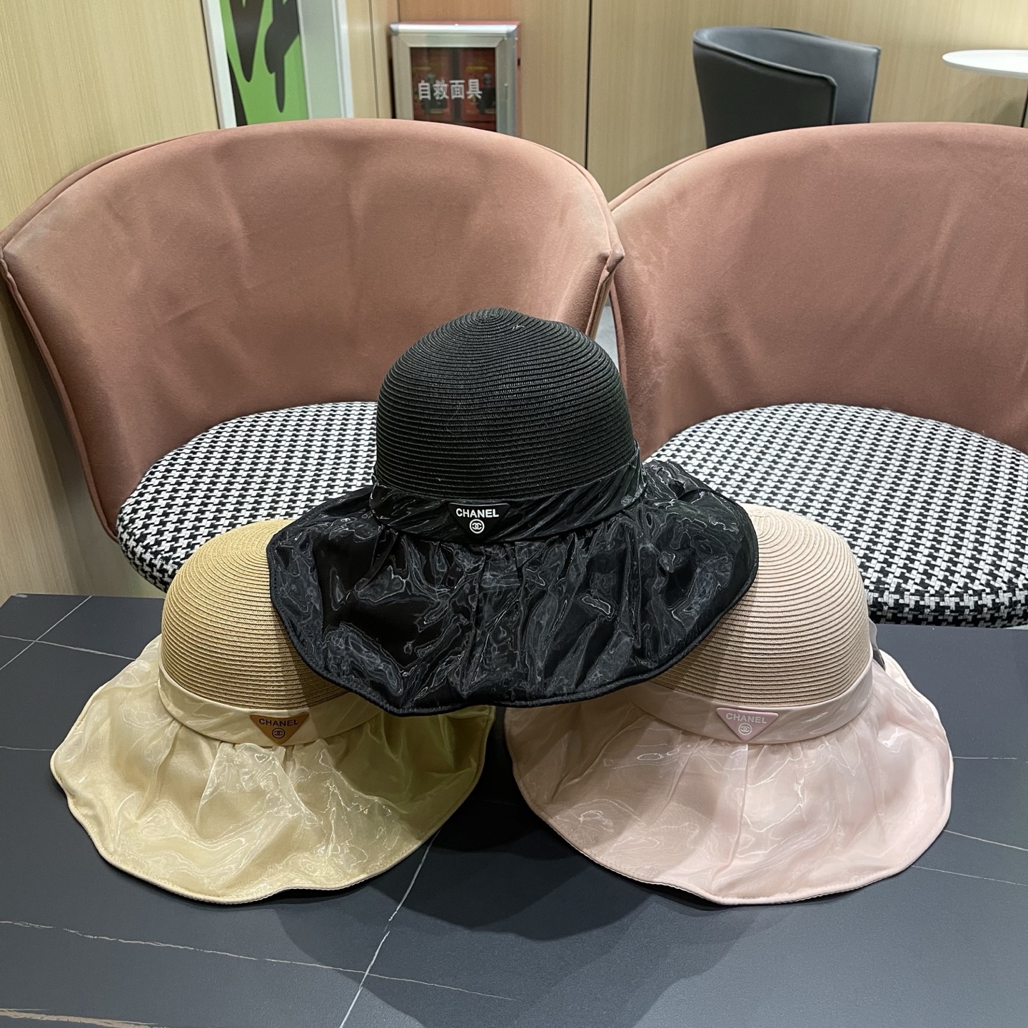 CHANEL 香奈儿新款渔夫帽女春夏季防晒遮阳帽大沿帽蝴蝶结百搭