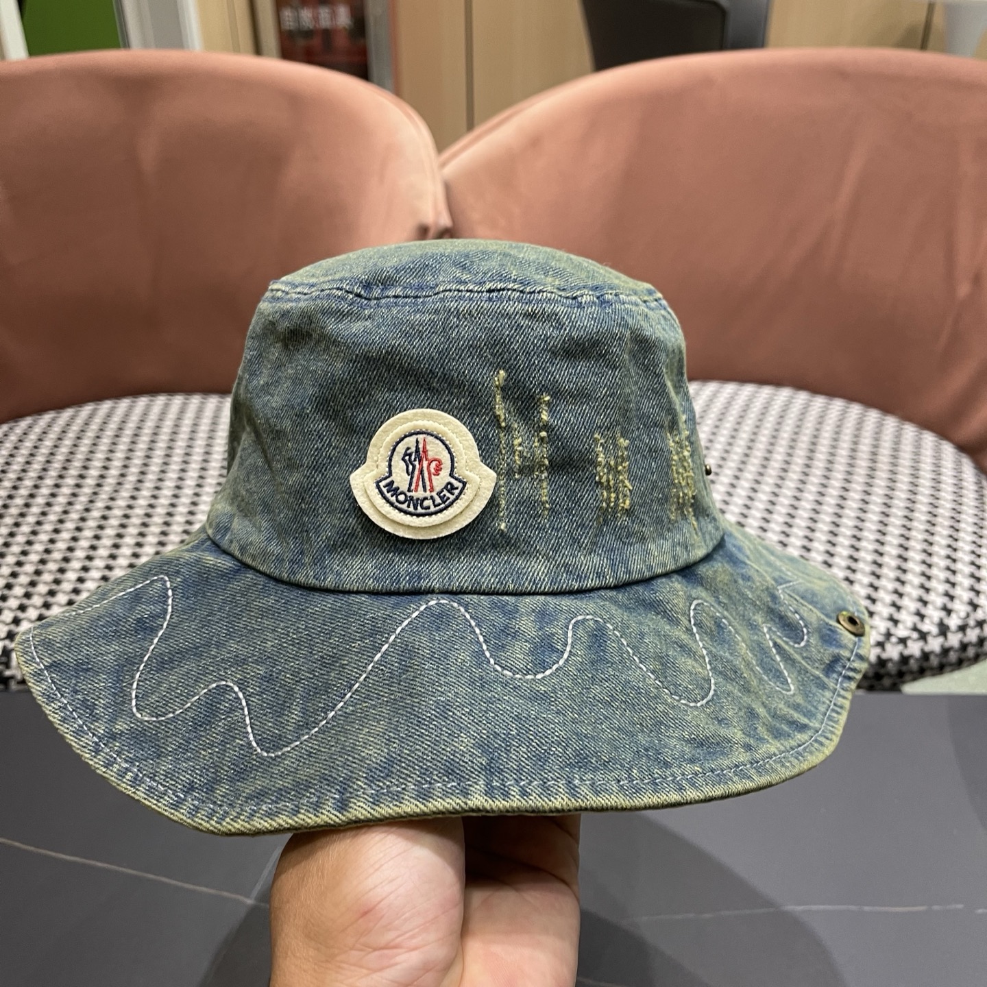 春夏新款 蒙口MONCLER日系品脸小登山帽女遮阳防晒渔夫帽大头围户外大帽檐西部牛仔帽子