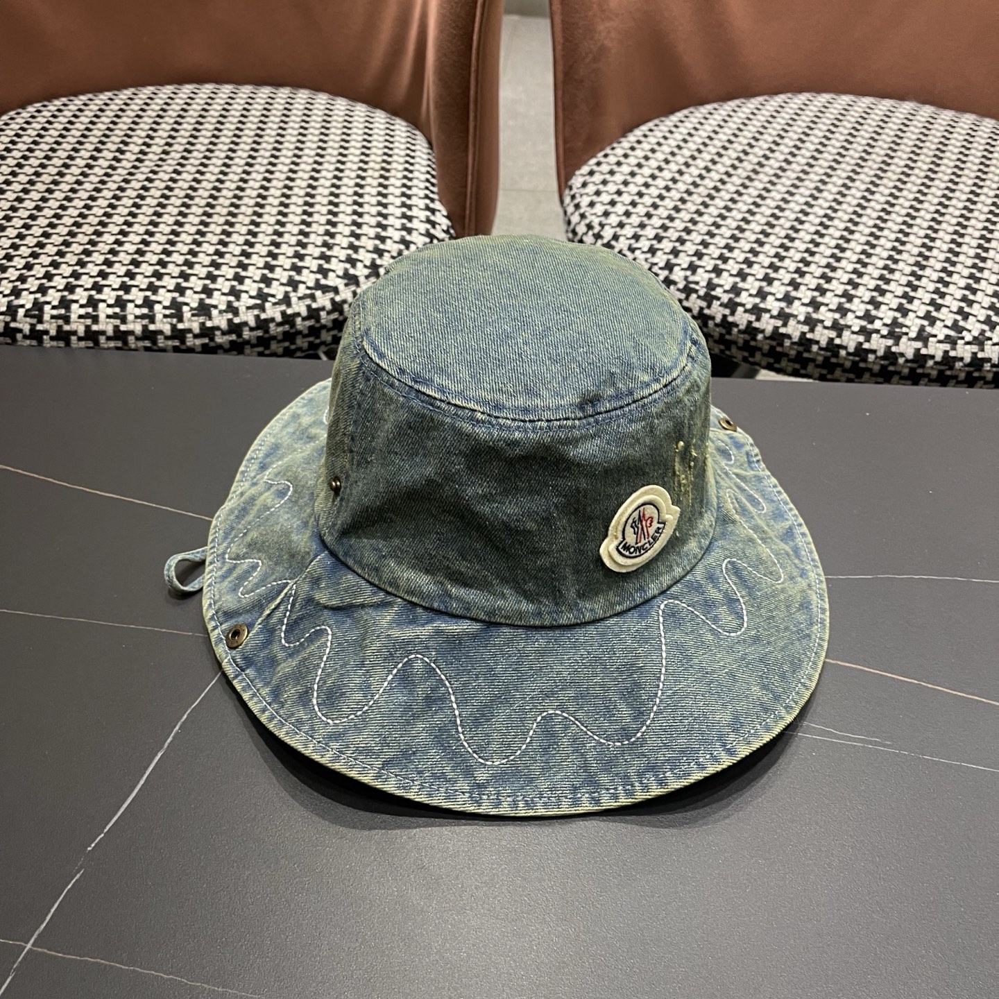 春夏新款 蒙口MONCLER日系品脸小登山帽女遮阳防晒渔夫帽大头围户外大帽檐西部牛仔帽子