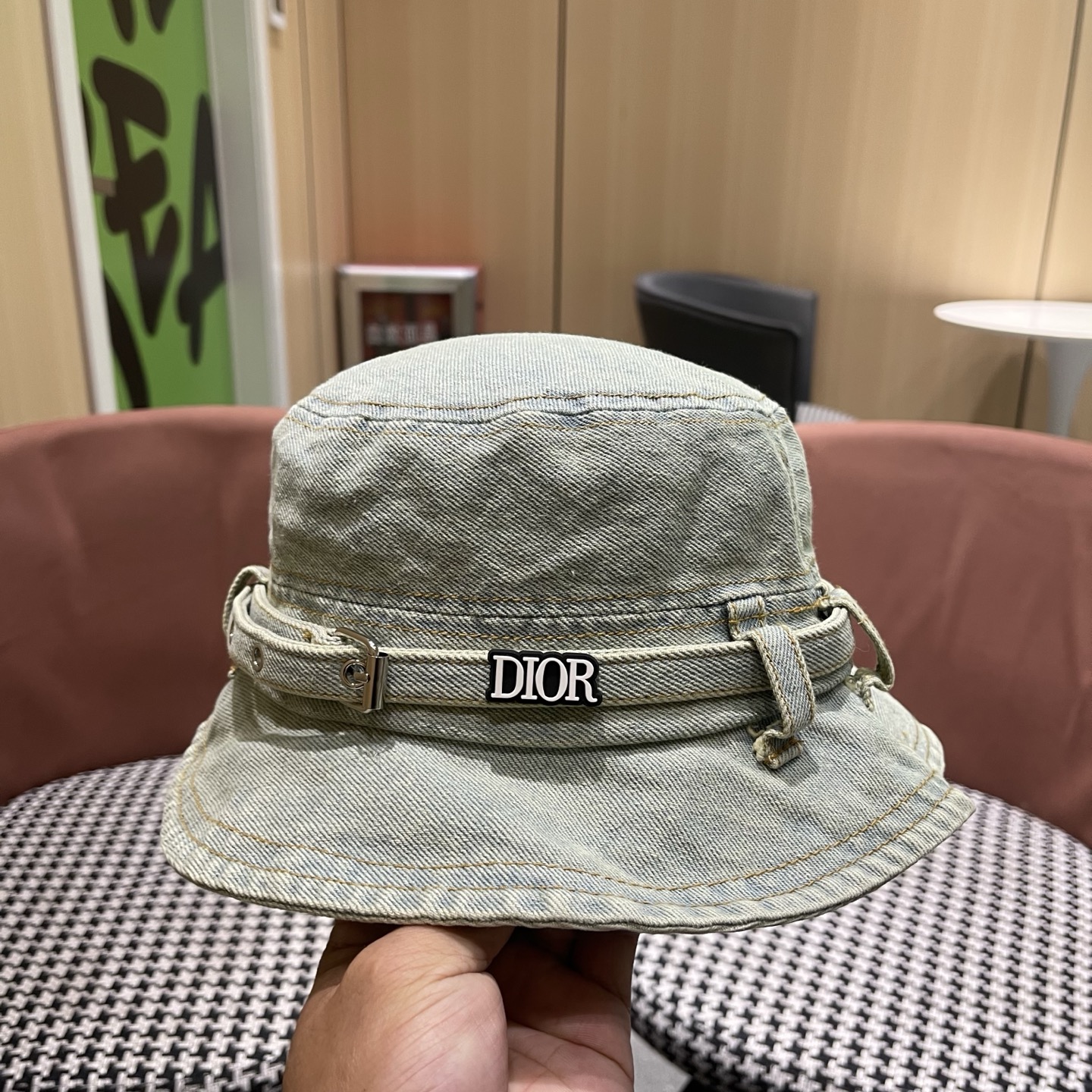 迪奥Dior 日系复古百搭牛仔渔夫帽男女设计师款水洗出游显脸小遮阳帽