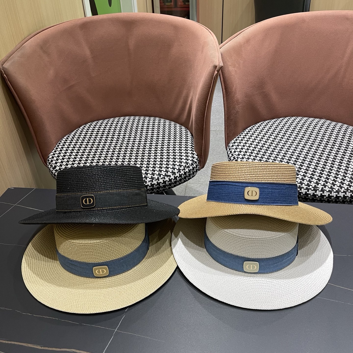 Dior迪奥新款平顶草帽 头围57cm
