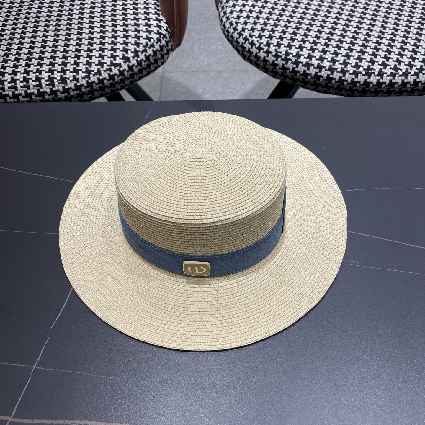 Dior迪奥新款平顶草帽 头围57cm