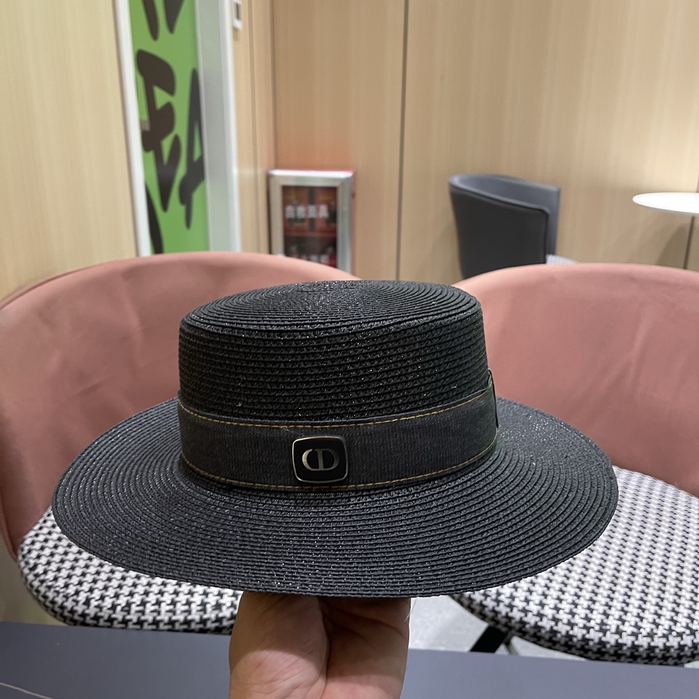 Dior迪奥新款平顶草帽 头围57cm