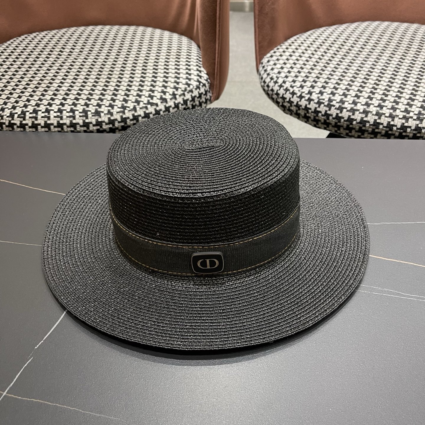 Dior迪奥新款平顶草帽 头围57cm