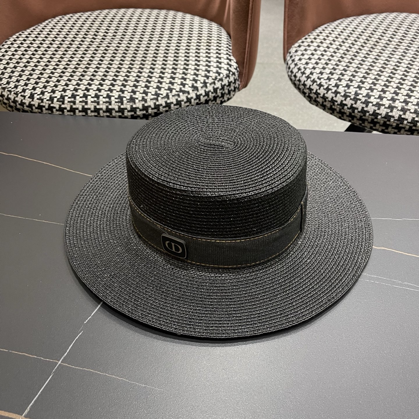 Dior迪奥新款平顶草帽 头围57cm