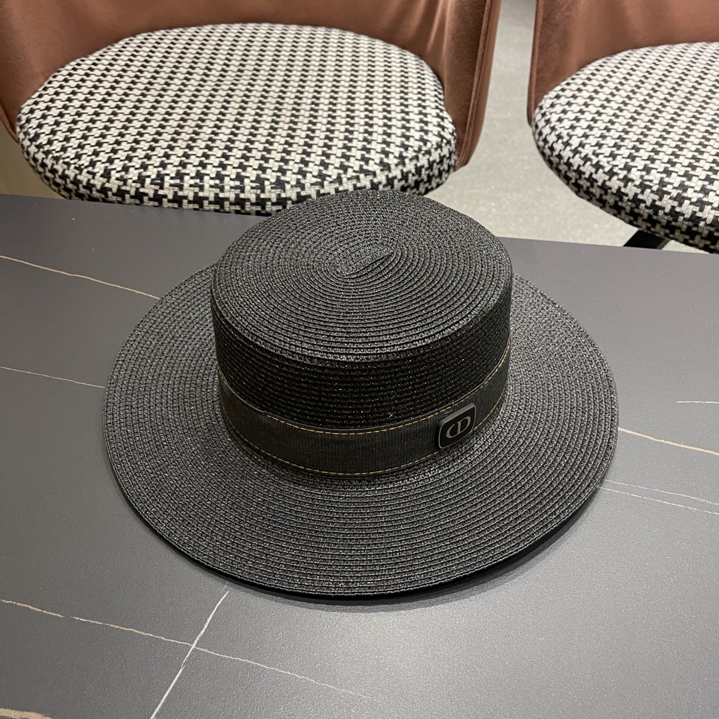 Dior迪奥新款平顶草帽 头围57cm
