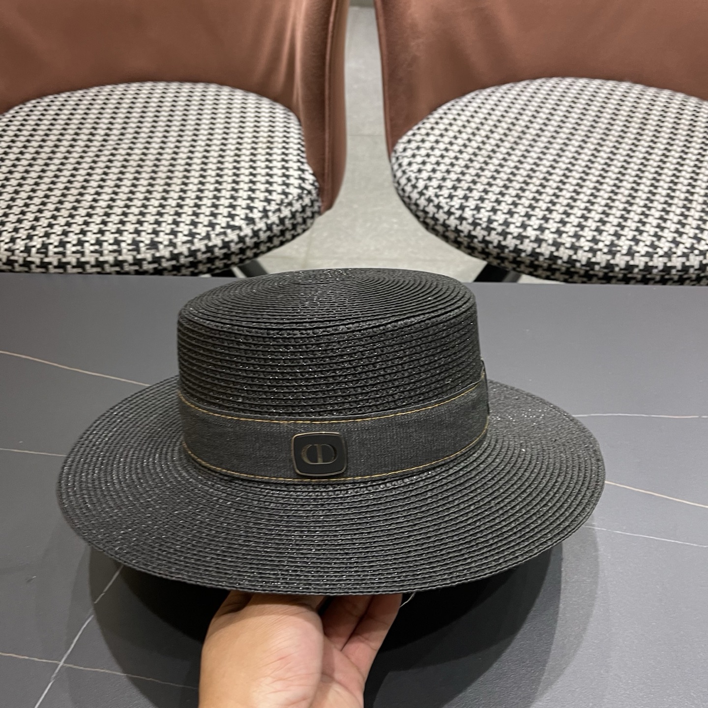 Dior迪奥新款平顶草帽 头围57cm