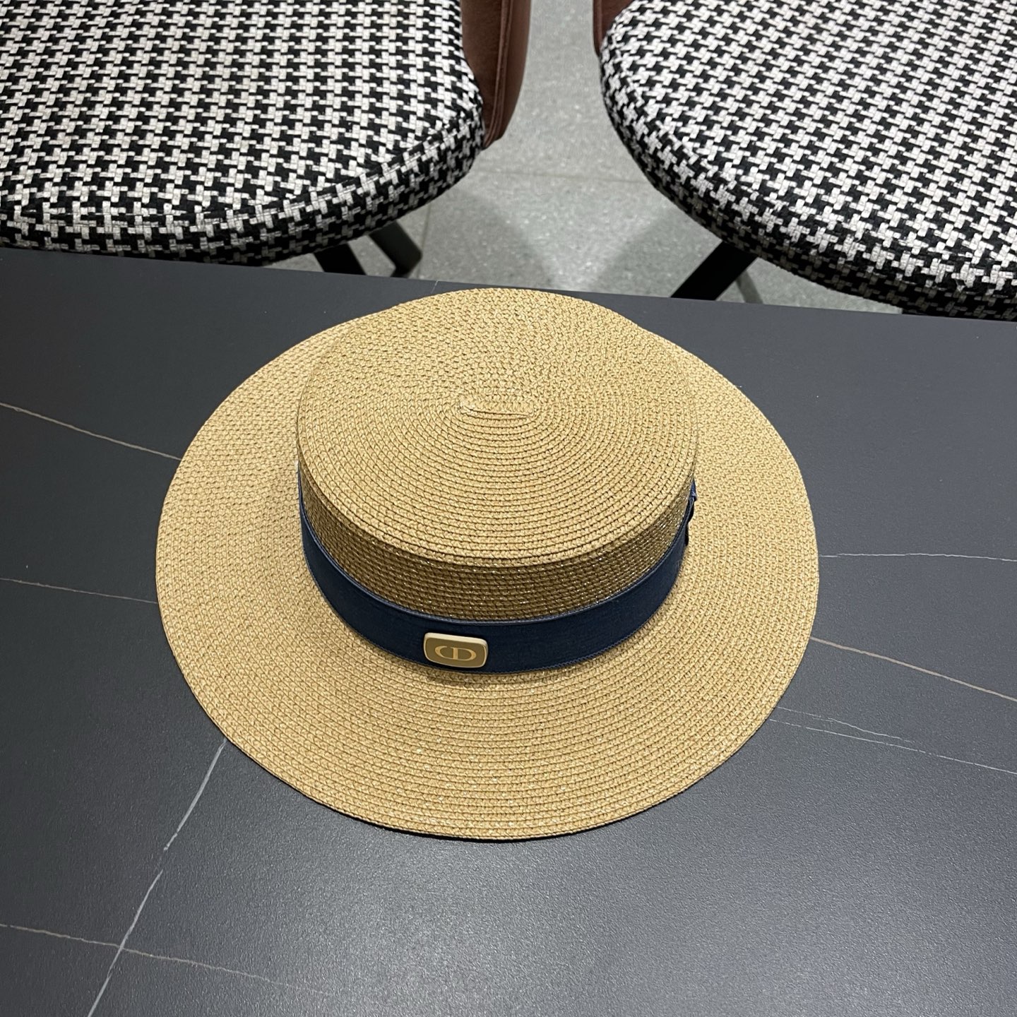Dior迪奥新款平顶草帽 头围57cm