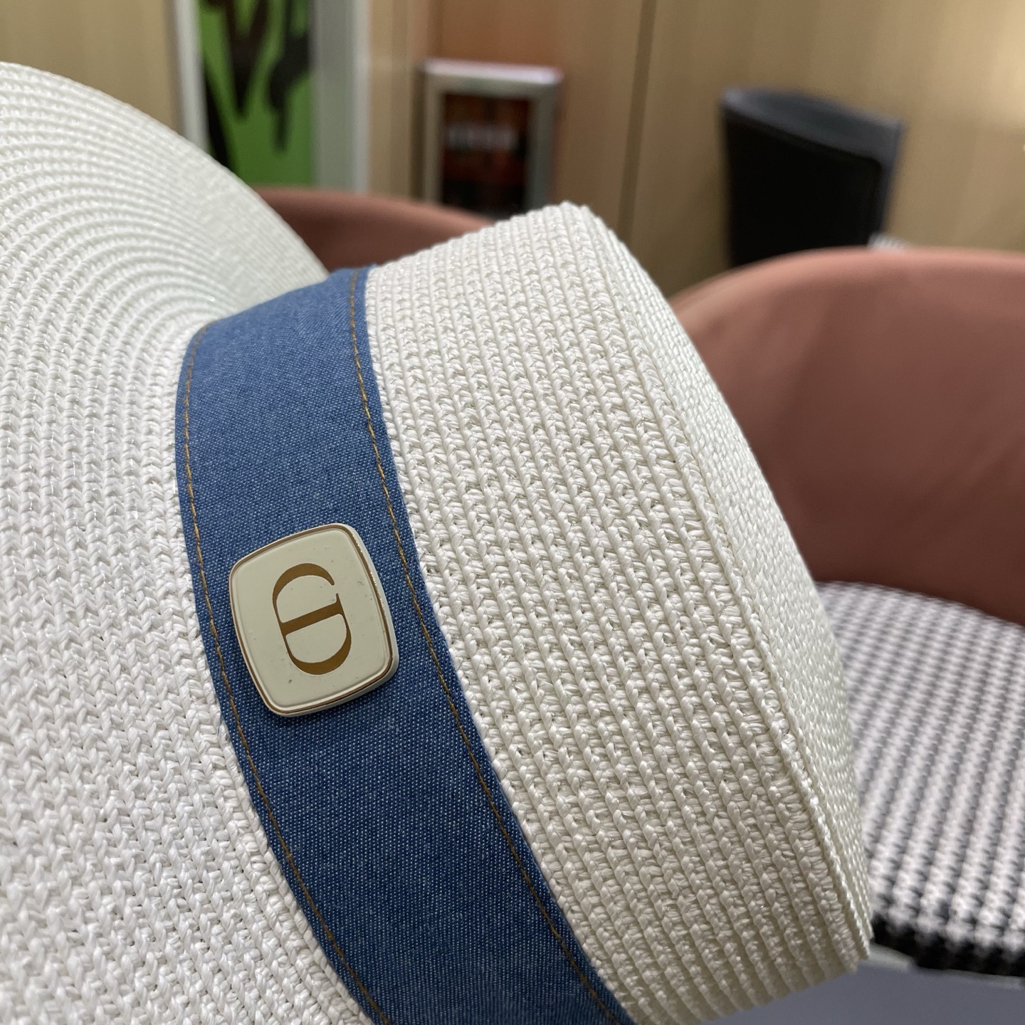 Dior迪奥新款平顶草帽 头围57cm