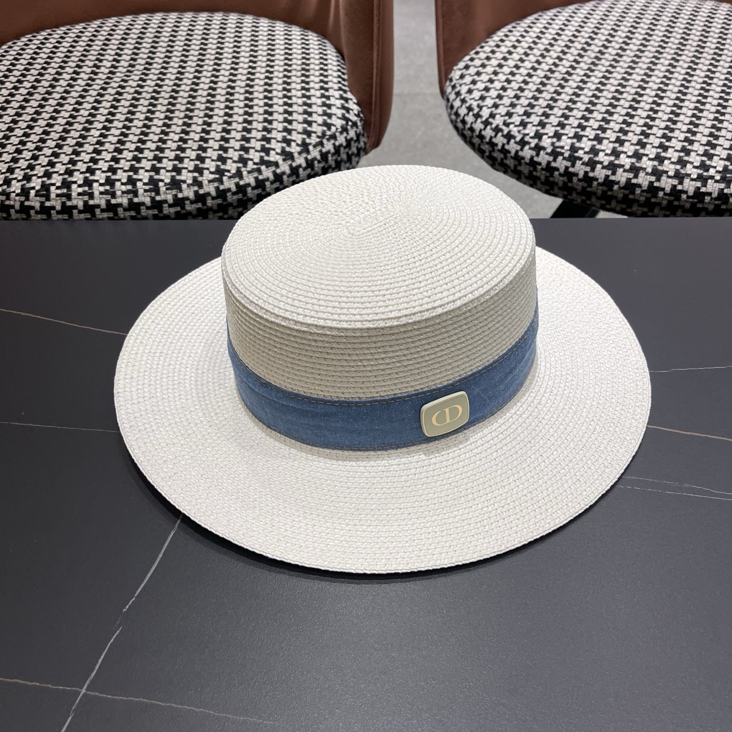 Dior迪奥新款平顶草帽 头围57cm