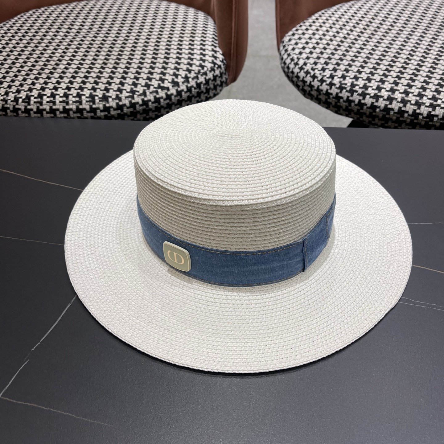 Dior迪奥新款平顶草帽 头围57cm