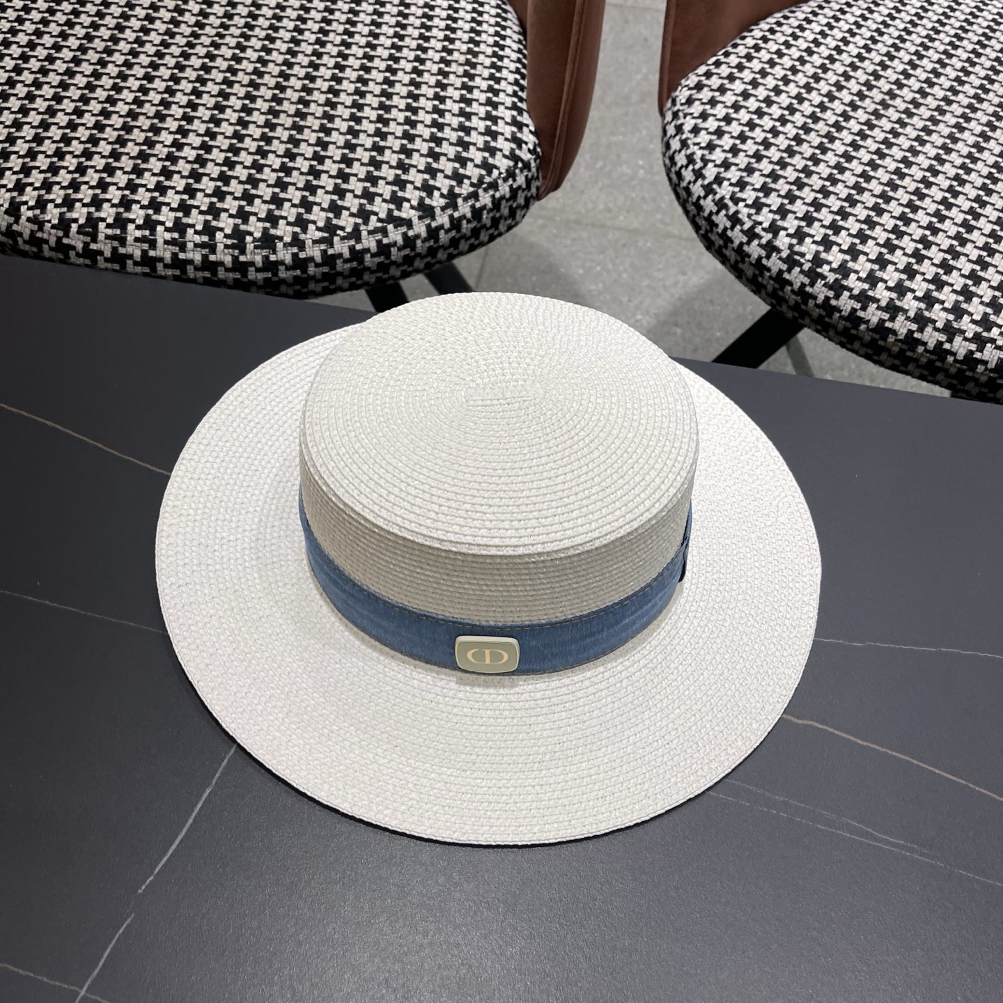 Dior迪奥新款平顶草帽 头围57cm
