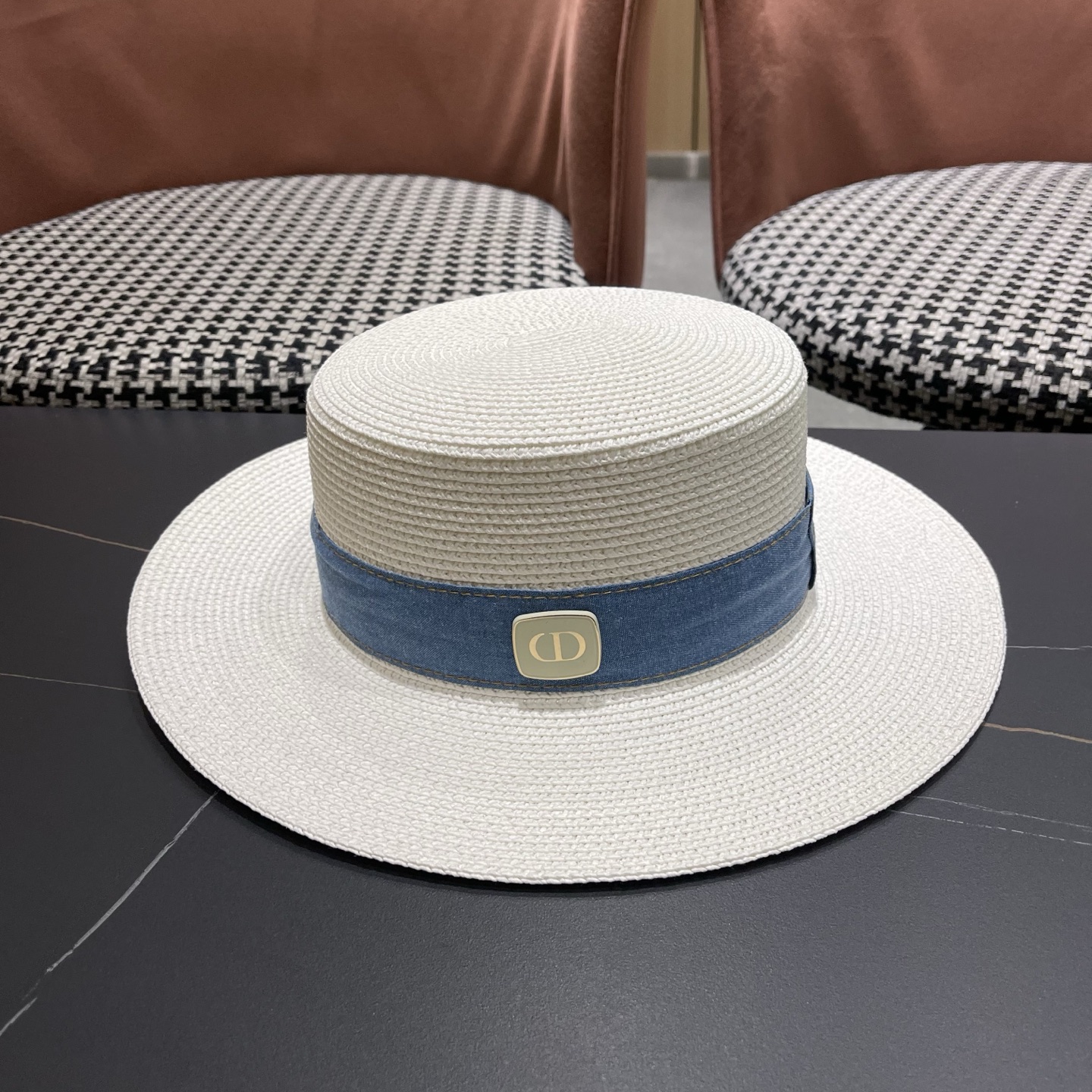 Dior迪奥新款平顶草帽 头围57cm