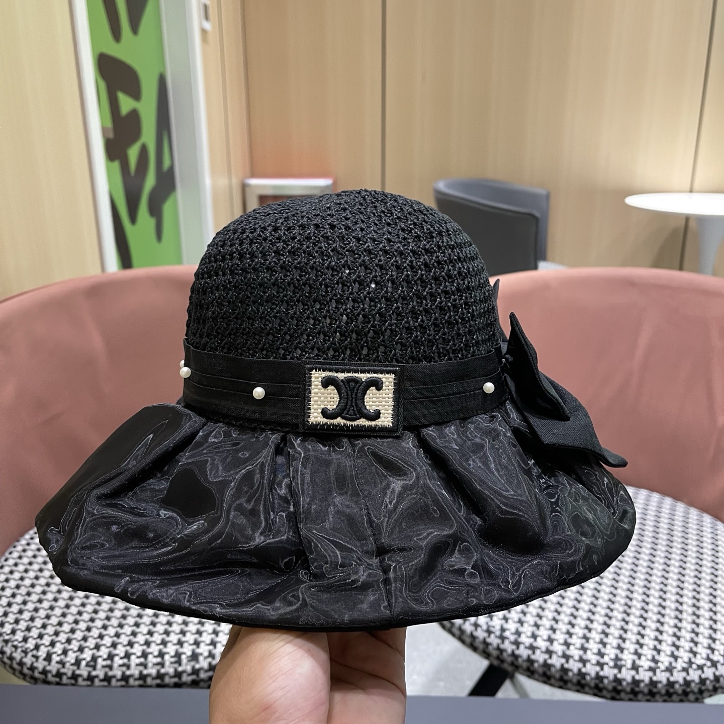 Celine 赛琳 帽子女夏季遮阳防晒防紫外线渔夫帽可收纳大檐遮脸太阳帽