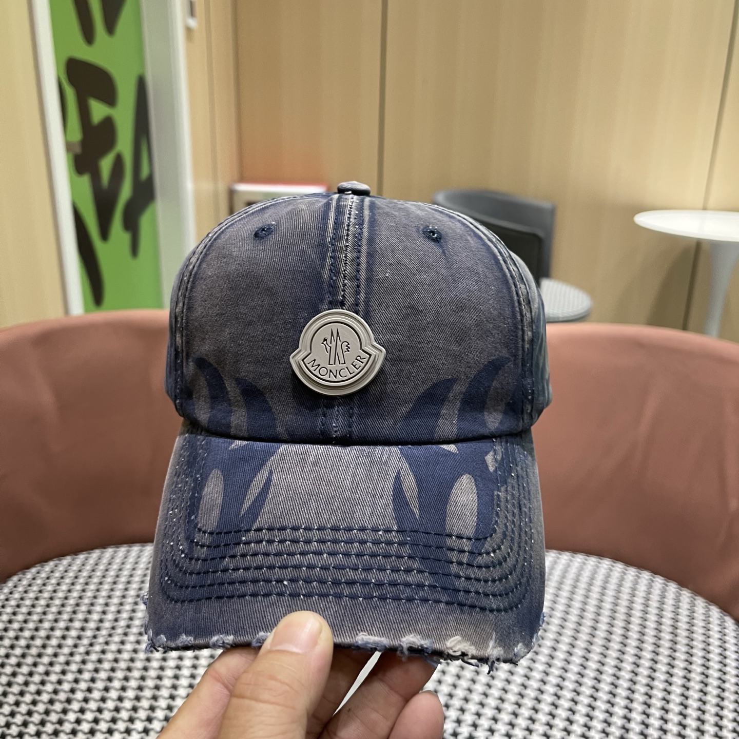 MONCLER（蒙口）稻草人复古棒球帽女宽帽檐大头围帽子韩系百搭遮阳显脸小鸭舌帽夏
