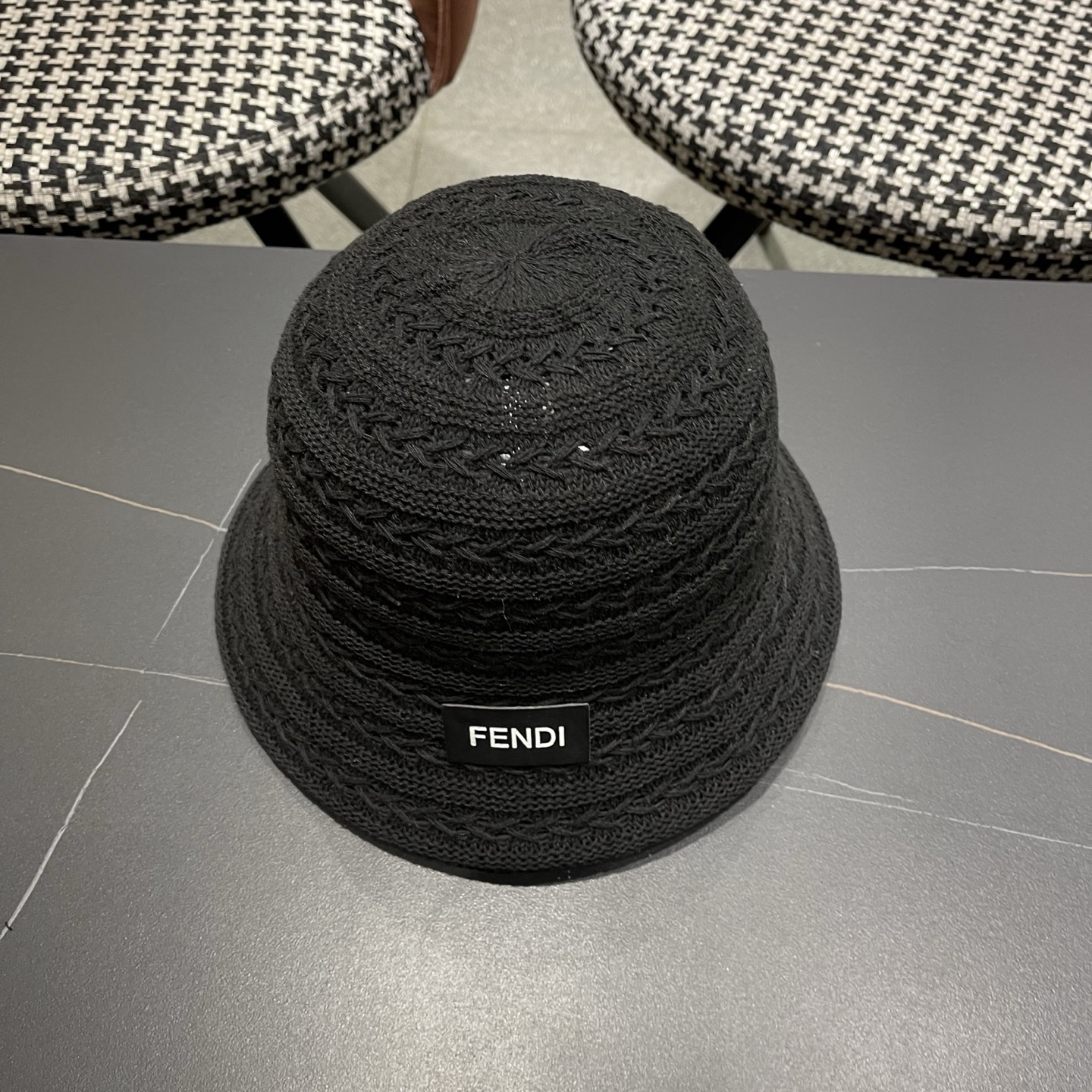 Fendi 芬迪日系百搭针织镂空渔夫帽子女春夏季新款透气遮阳防晒帽子盆帽