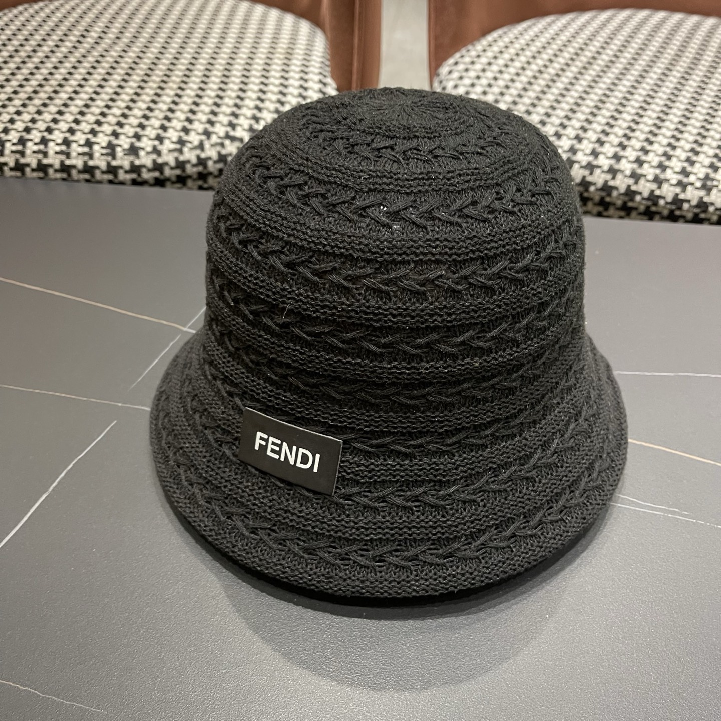Fendi 芬迪日系百搭针织镂空渔夫帽子女春夏季新款透气遮阳防晒帽子盆帽