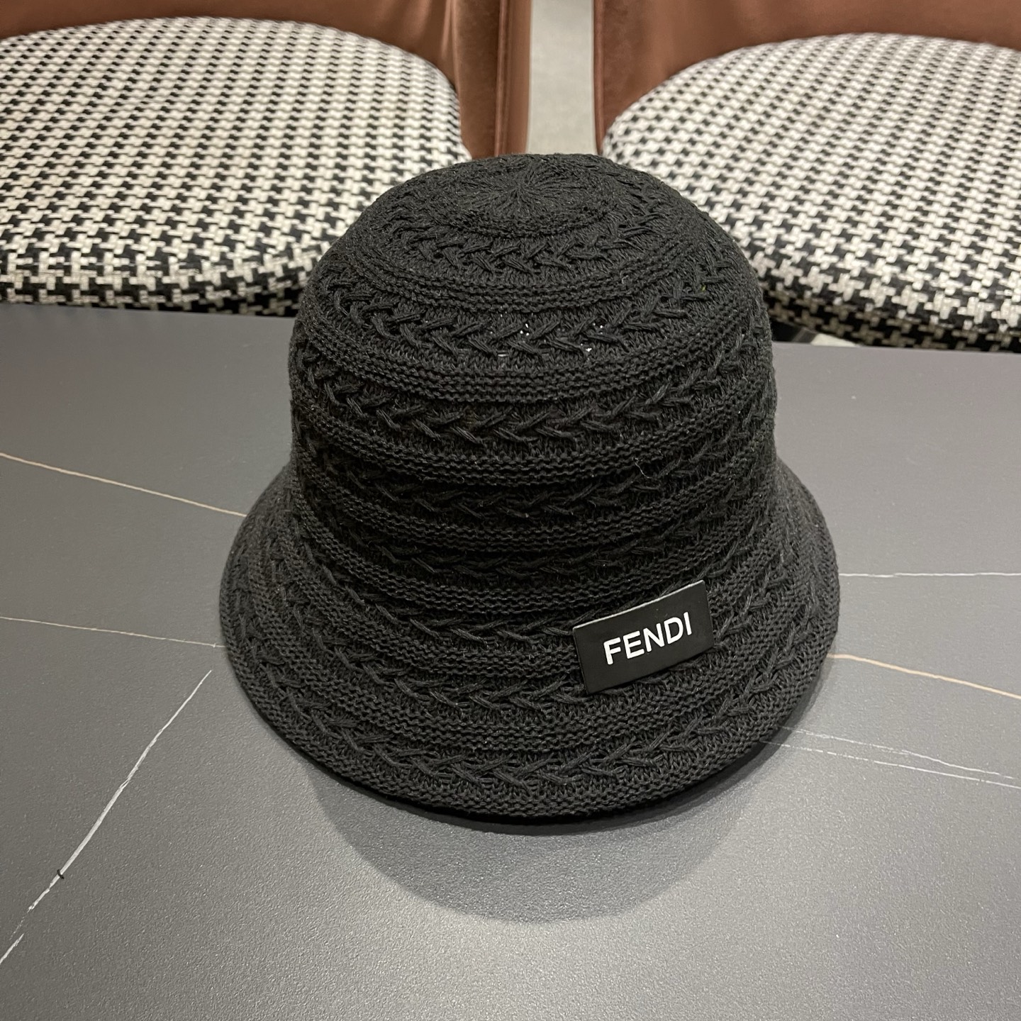 Fendi 芬迪日系百搭针织镂空渔夫帽子女春夏季新款透气遮阳防晒帽子盆帽