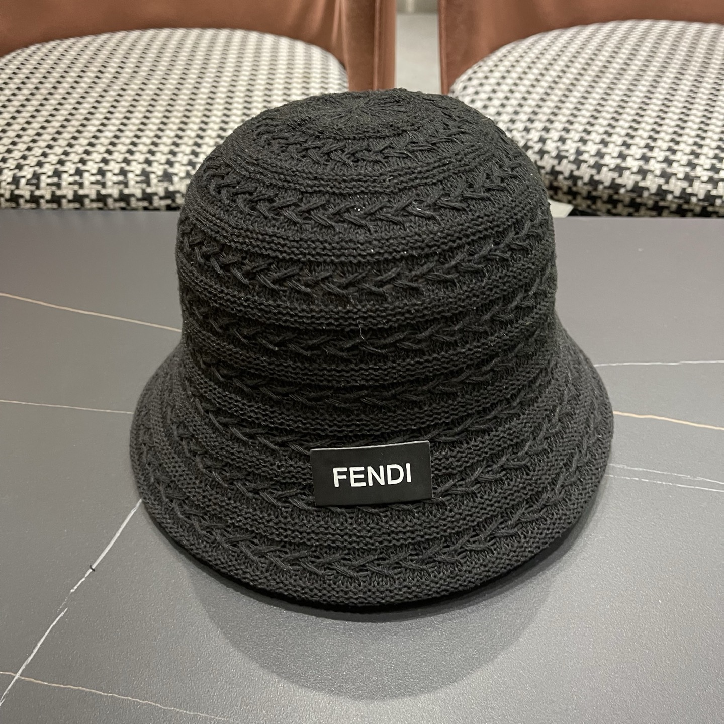 Fendi 芬迪日系百搭针织镂空渔夫帽子女春夏季新款透气遮阳防晒帽子盆帽