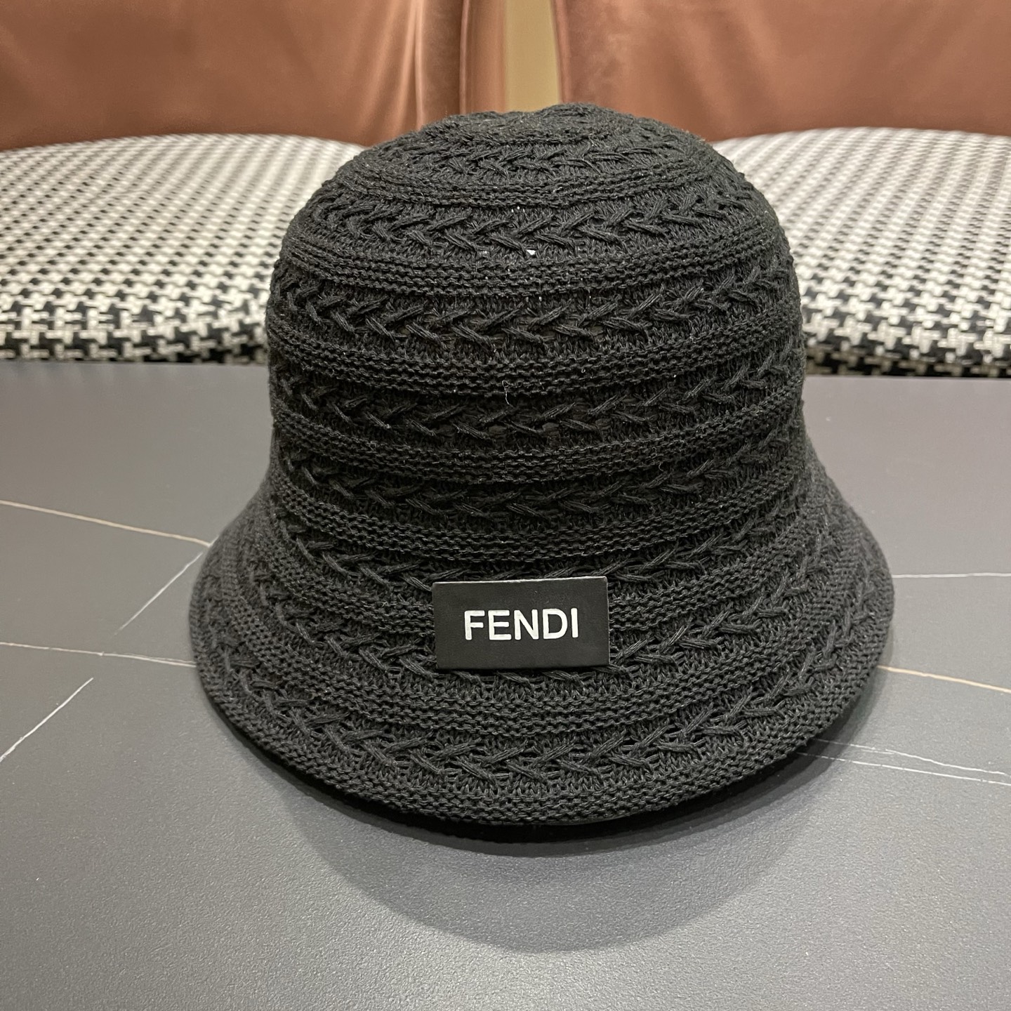 Fendi 芬迪日系百搭针织镂空渔夫帽子女春夏季新款透气遮阳防晒帽子盆帽