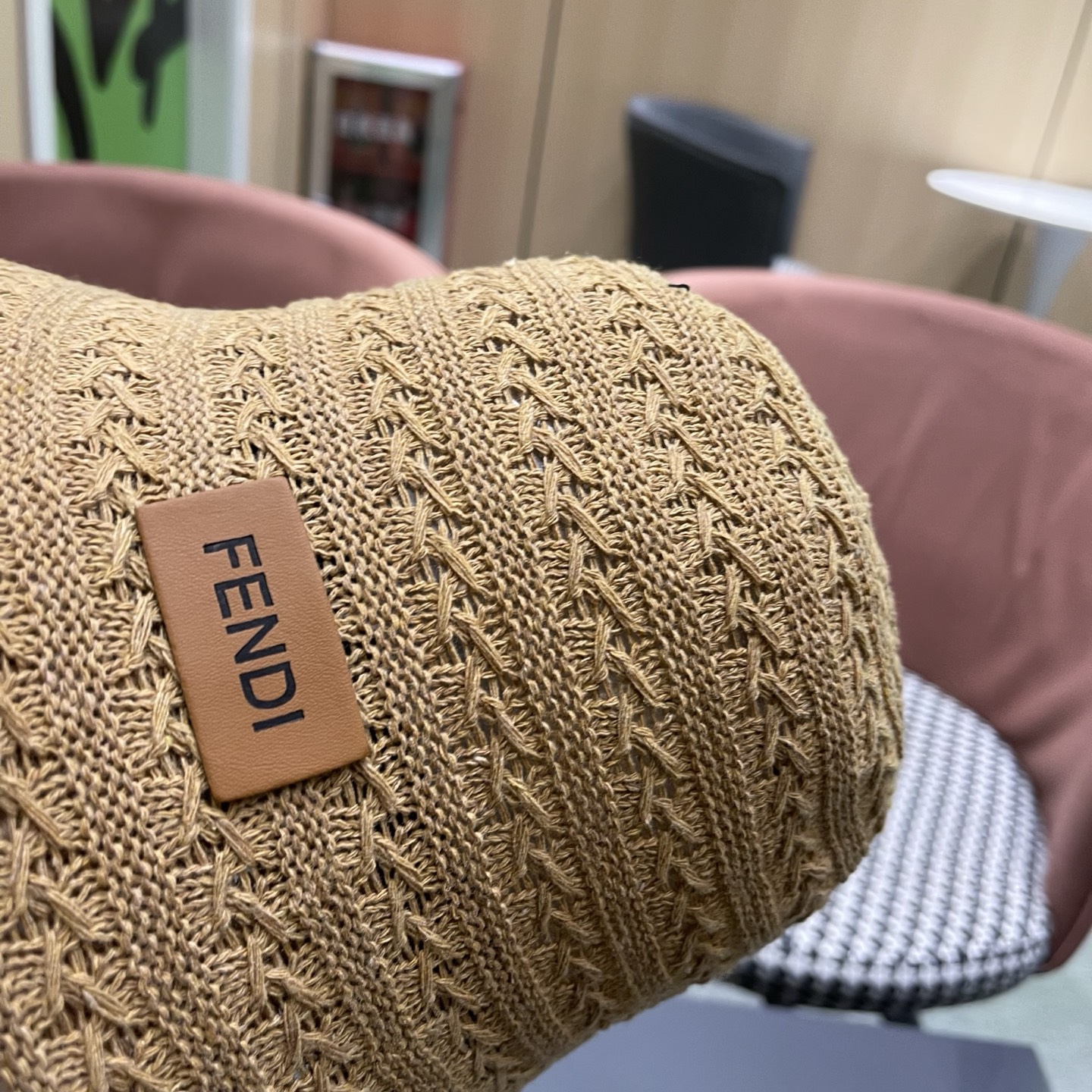 Fendi 芬迪日系百搭针织镂空渔夫帽子女春夏季新款透气遮阳防晒帽子盆帽