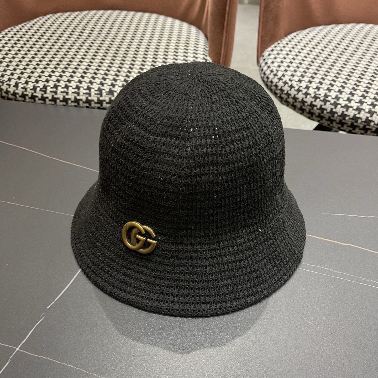 GUCCI古奇 夏天水桶帽子女新款小众设计感盆帽时尚显脸小遮阳防晒渔夫帽