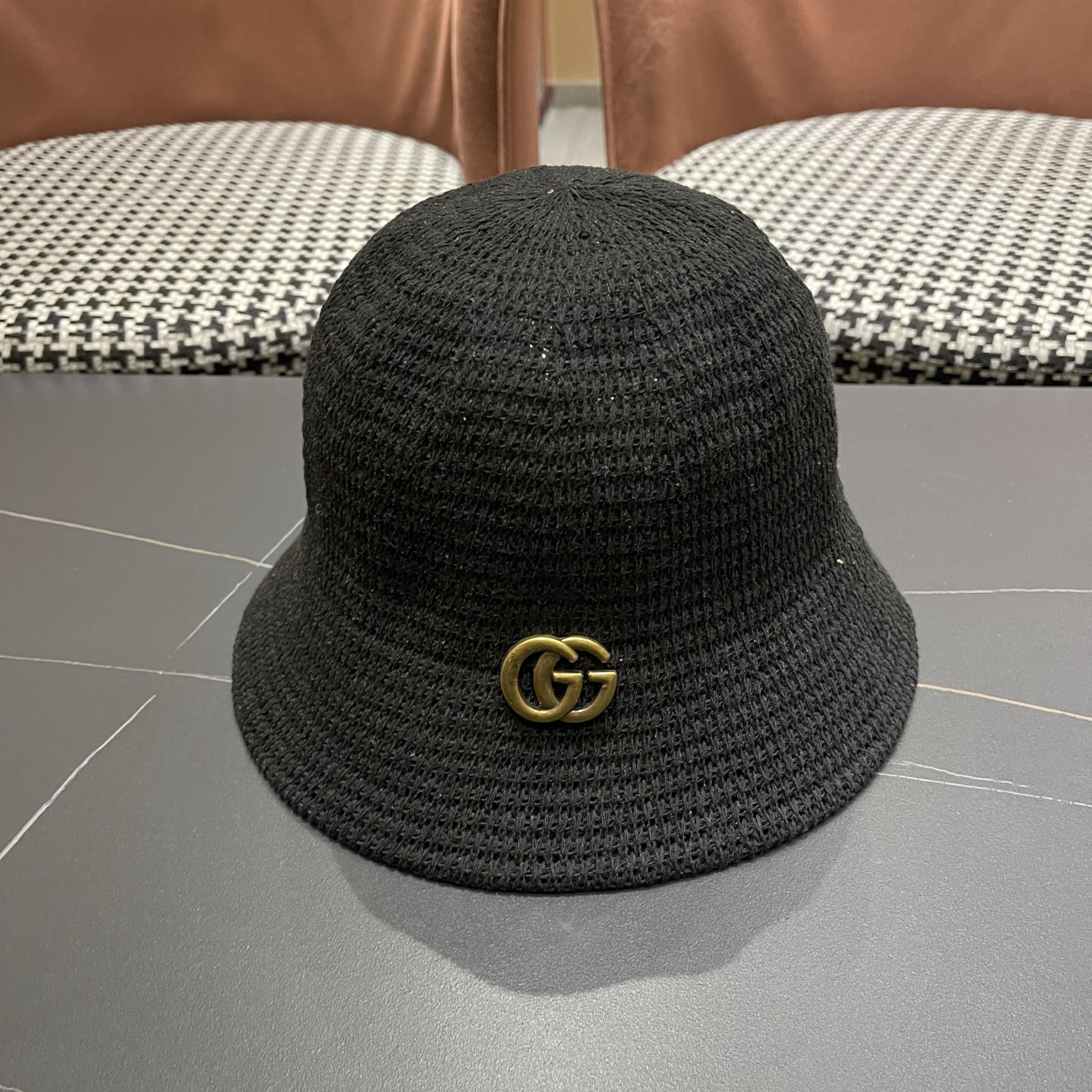 GUCCI古奇 夏天水桶帽子女新款小众设计感盆帽时尚显脸小遮阳防晒渔夫帽