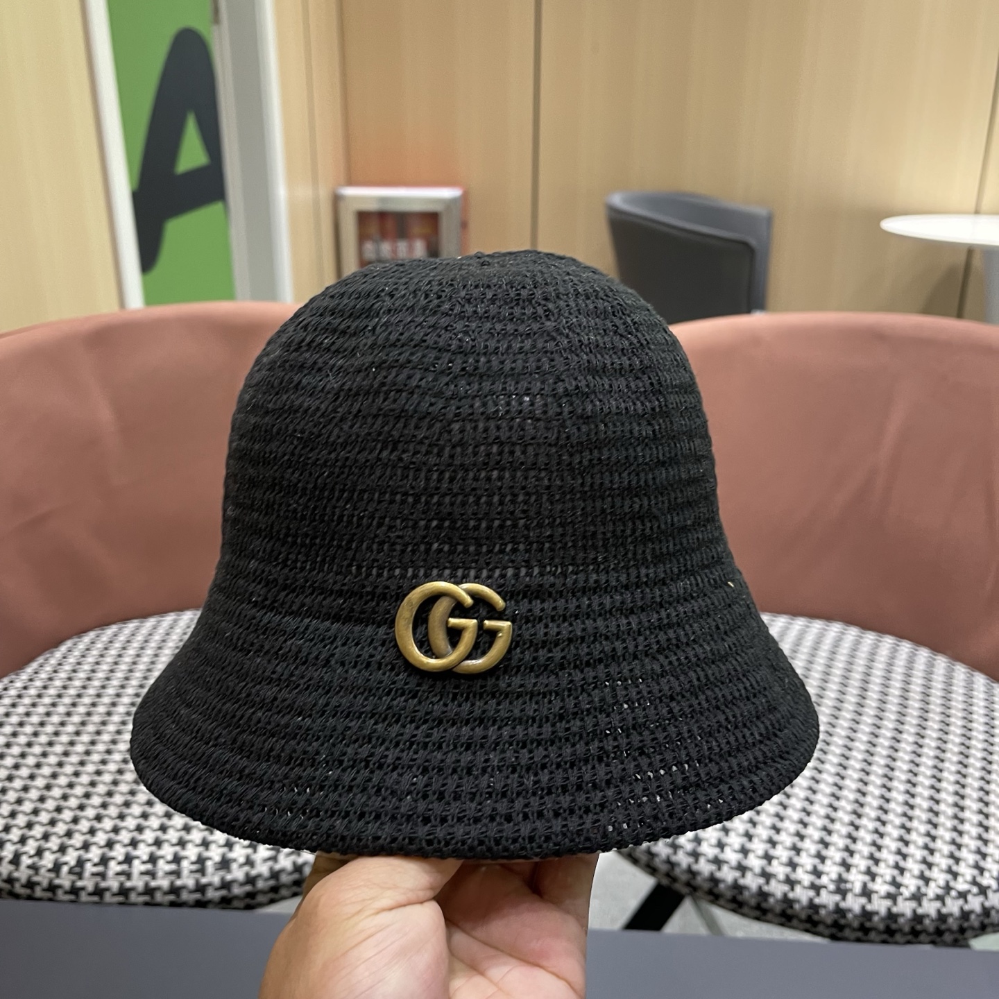 GUCCI古奇 夏天水桶帽子女新款小众设计感盆帽时尚显脸小遮阳防晒渔夫帽