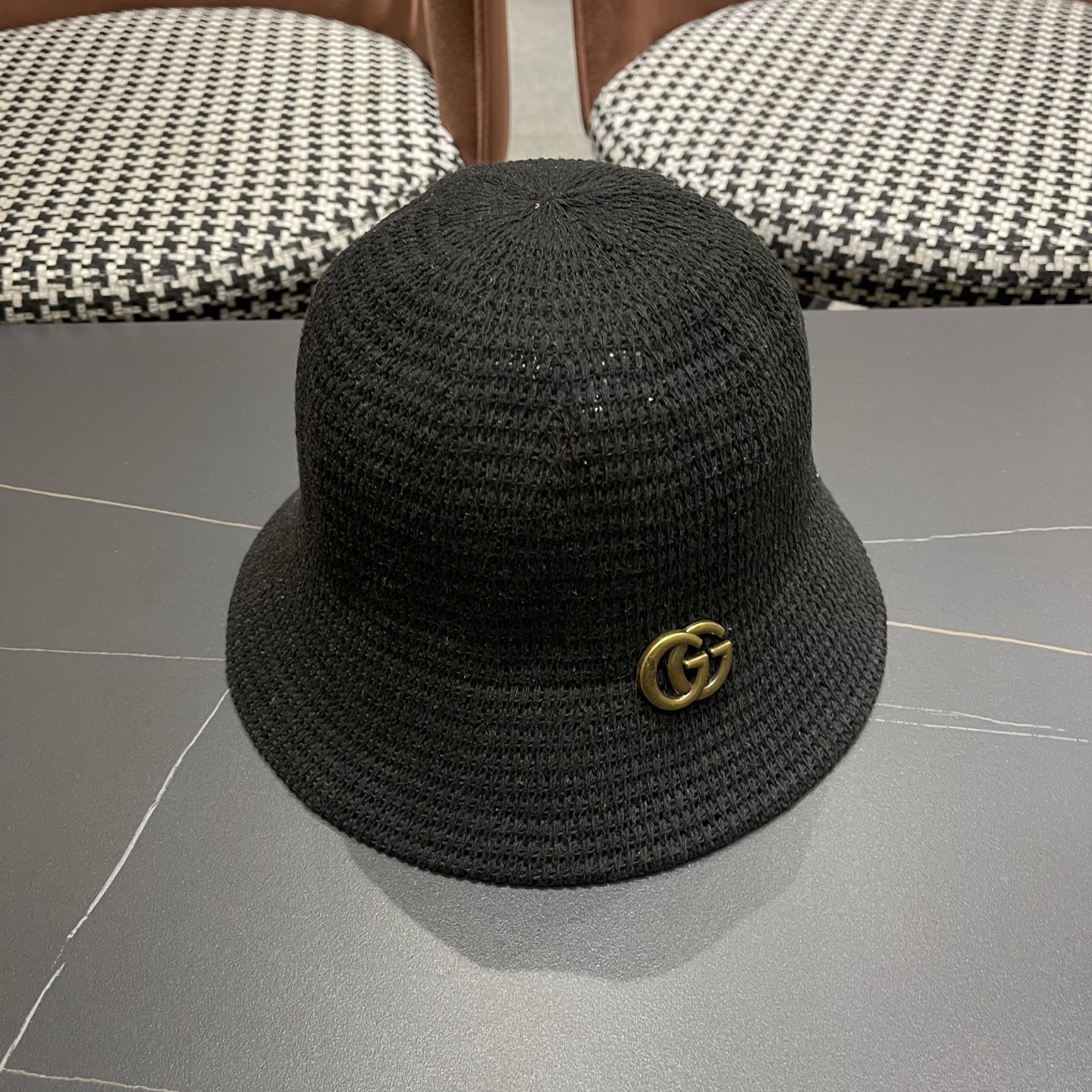 GUCCI古奇 夏天水桶帽子女新款小众设计感盆帽时尚显脸小遮阳防晒渔夫帽