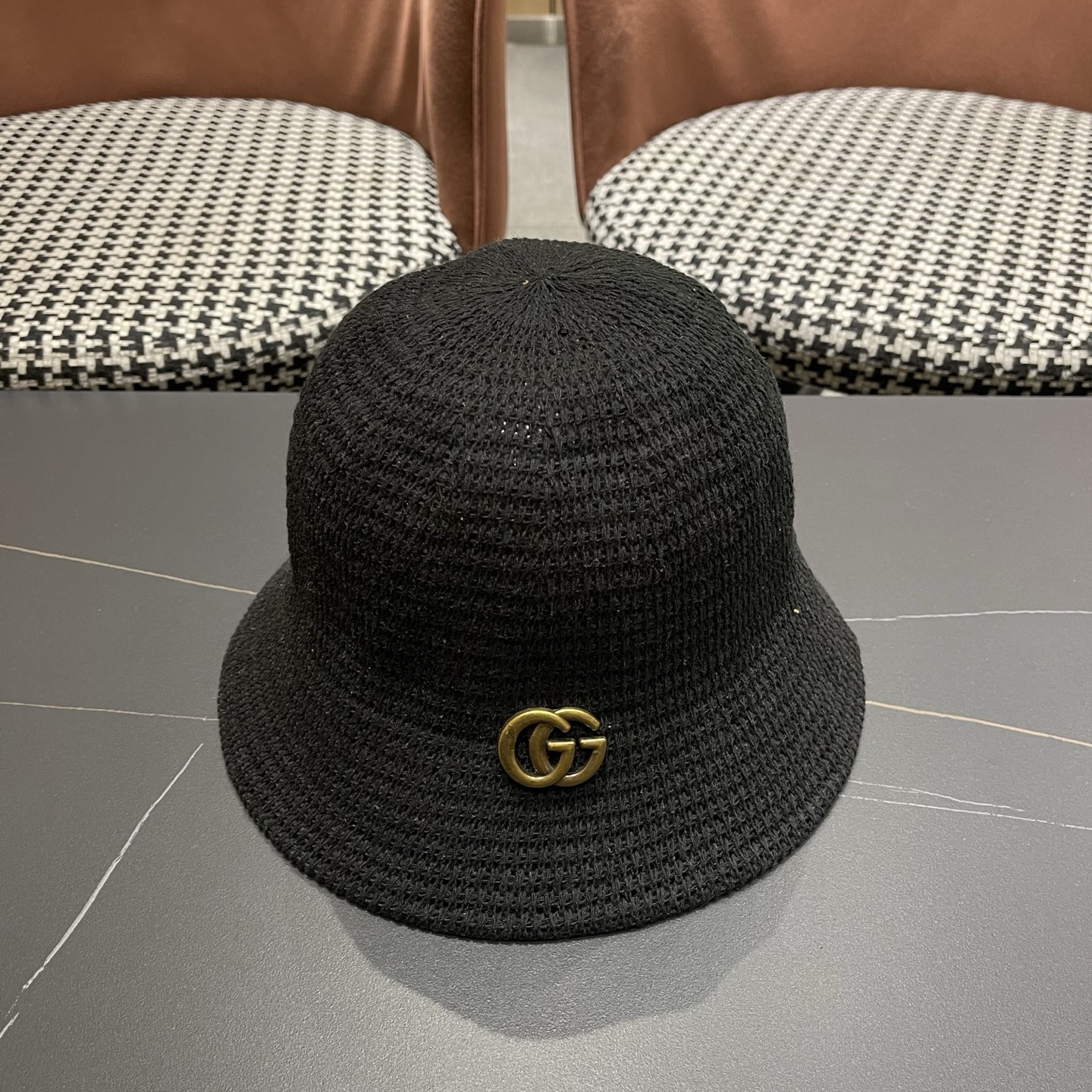 GUCCI古奇 夏天水桶帽子女新款小众设计感盆帽时尚显脸小遮阳防晒渔夫帽