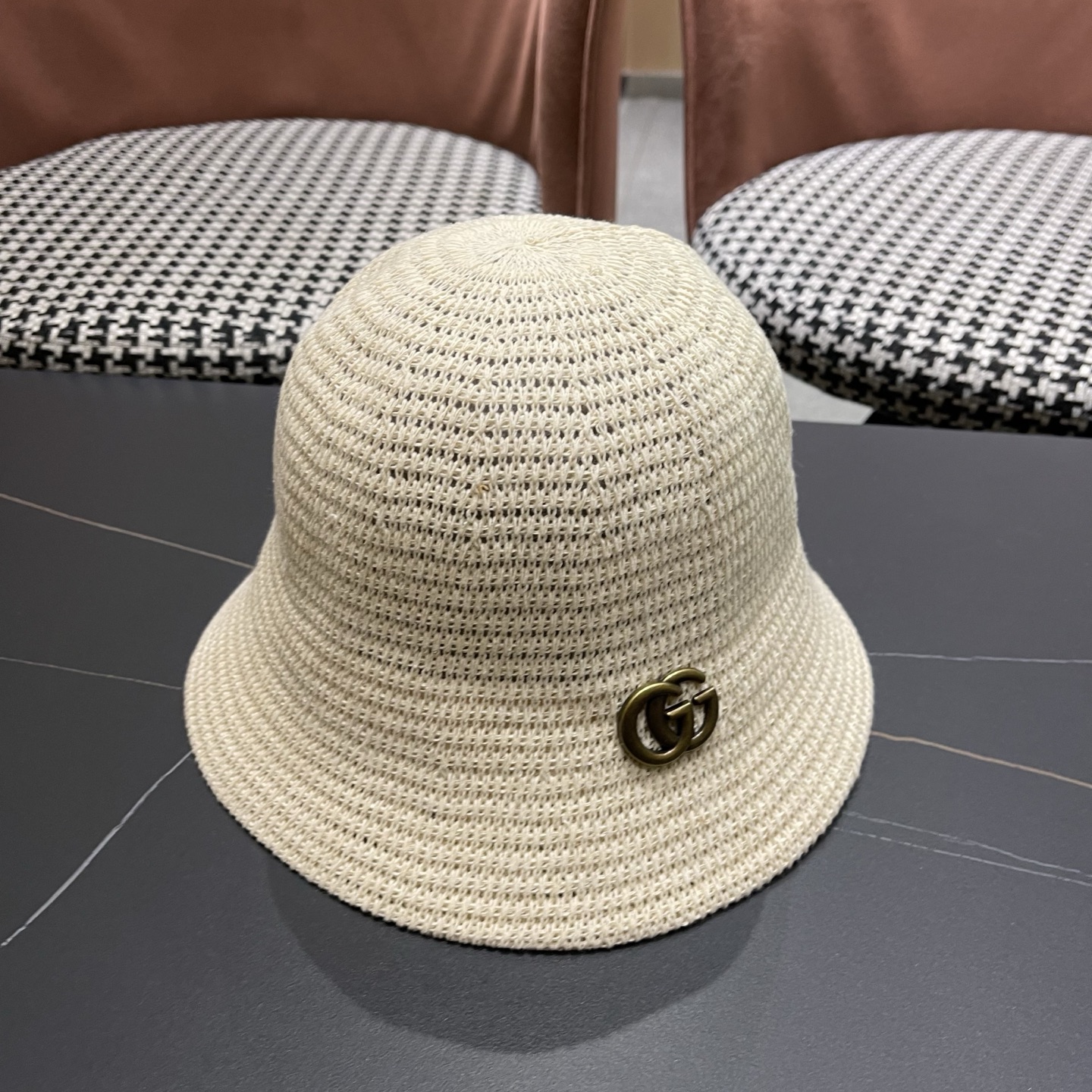 GUCCI古奇 夏天水桶帽子女新款小众设计感盆帽时尚显脸小遮阳防晒渔夫帽