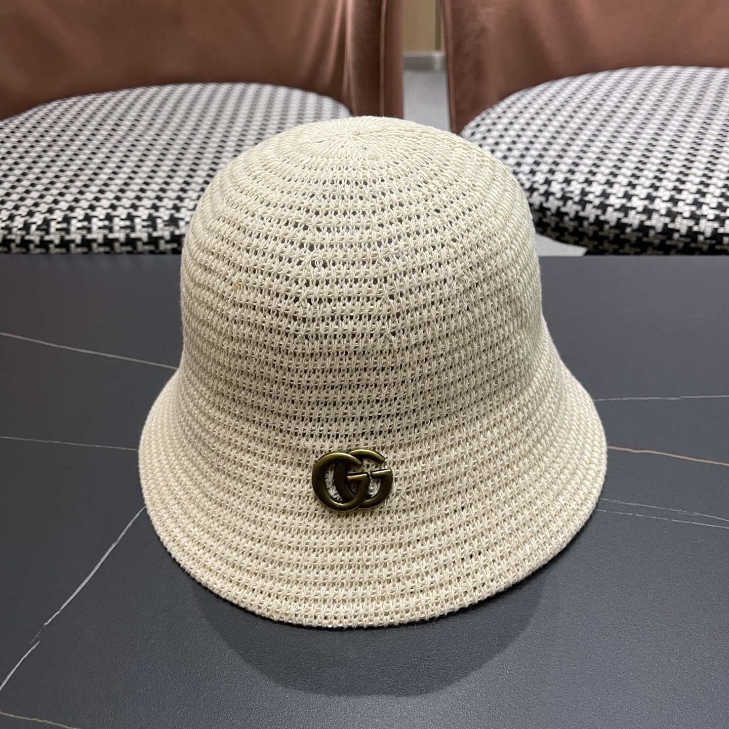 GUCCI古奇 夏天水桶帽子女新款小众设计感盆帽时尚显脸小遮阳防晒渔夫帽
