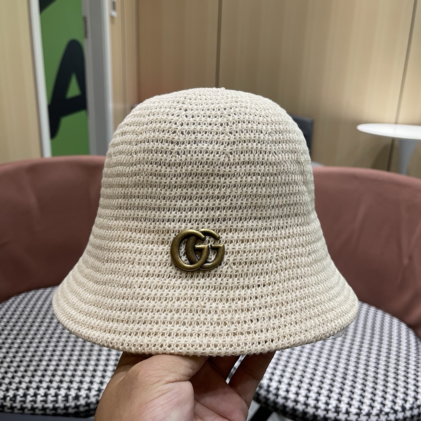 GUCCI古奇 夏天水桶帽子女新款小众设计感盆帽时尚显脸小遮阳防晒渔夫帽