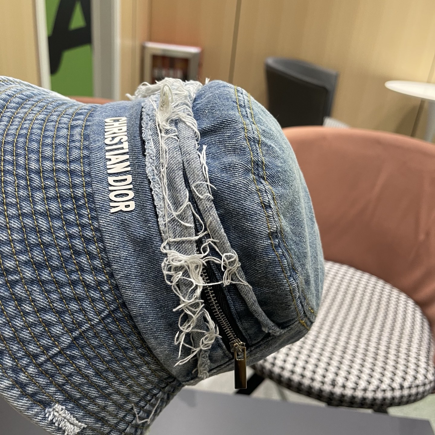 Dior迪奥 水洗做旧牛仔渔夫帽女春夏季日系百搭显脸小水桶帽大头围遮阳盆帽