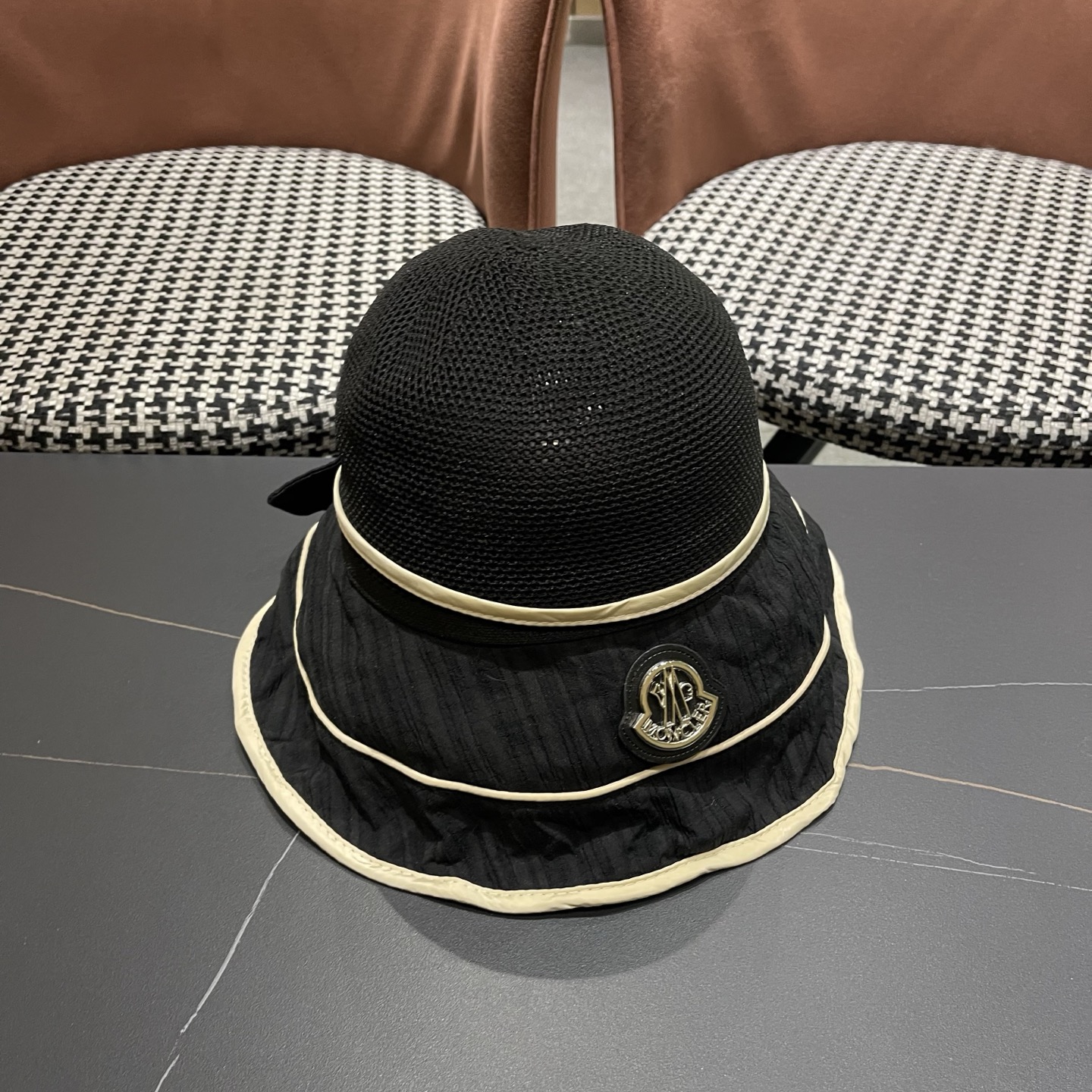 MONCLER（蒙口）防晒帽女防紫外线大帽檐夏季网红遮脸显脸小太阳帽遮阳渔夫帽