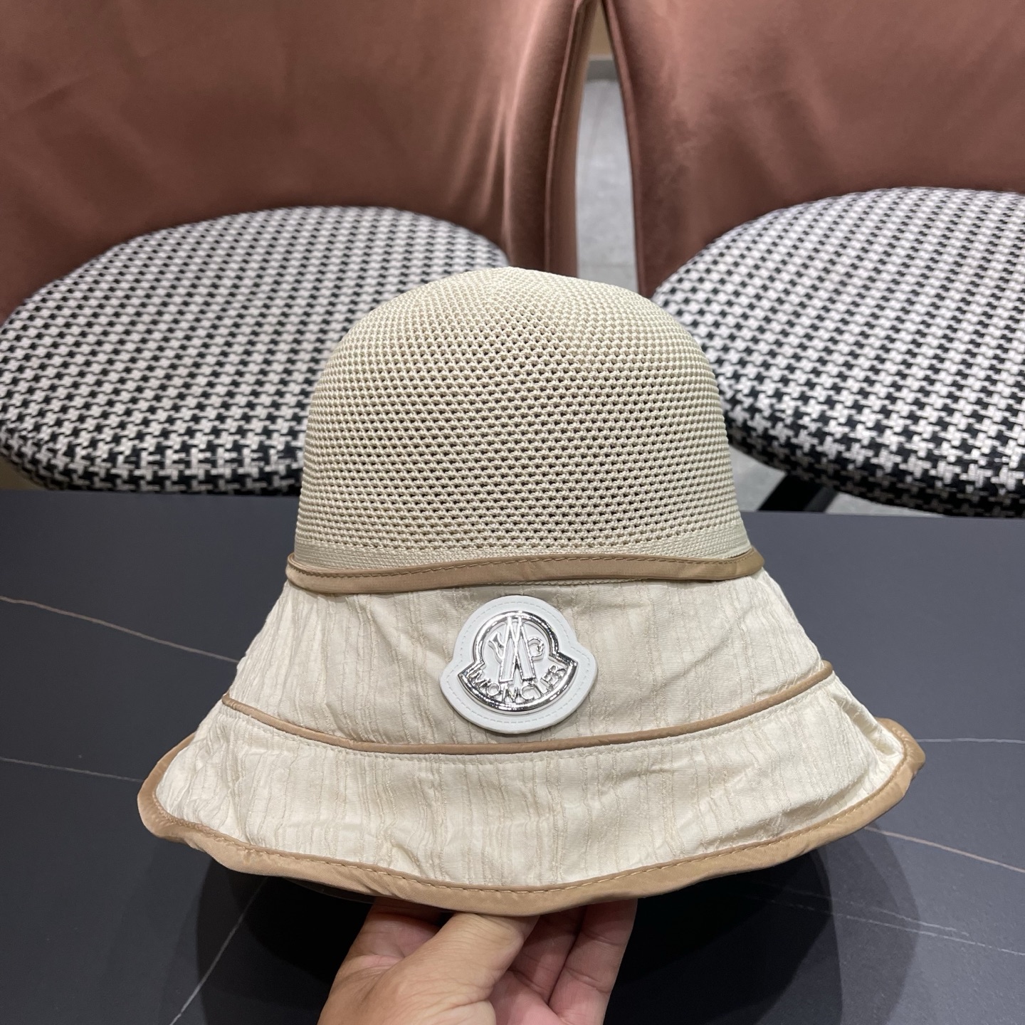 MONCLER（蒙口）防晒帽女防紫外线大帽檐夏季网红遮脸显脸小太阳帽遮阳渔夫帽